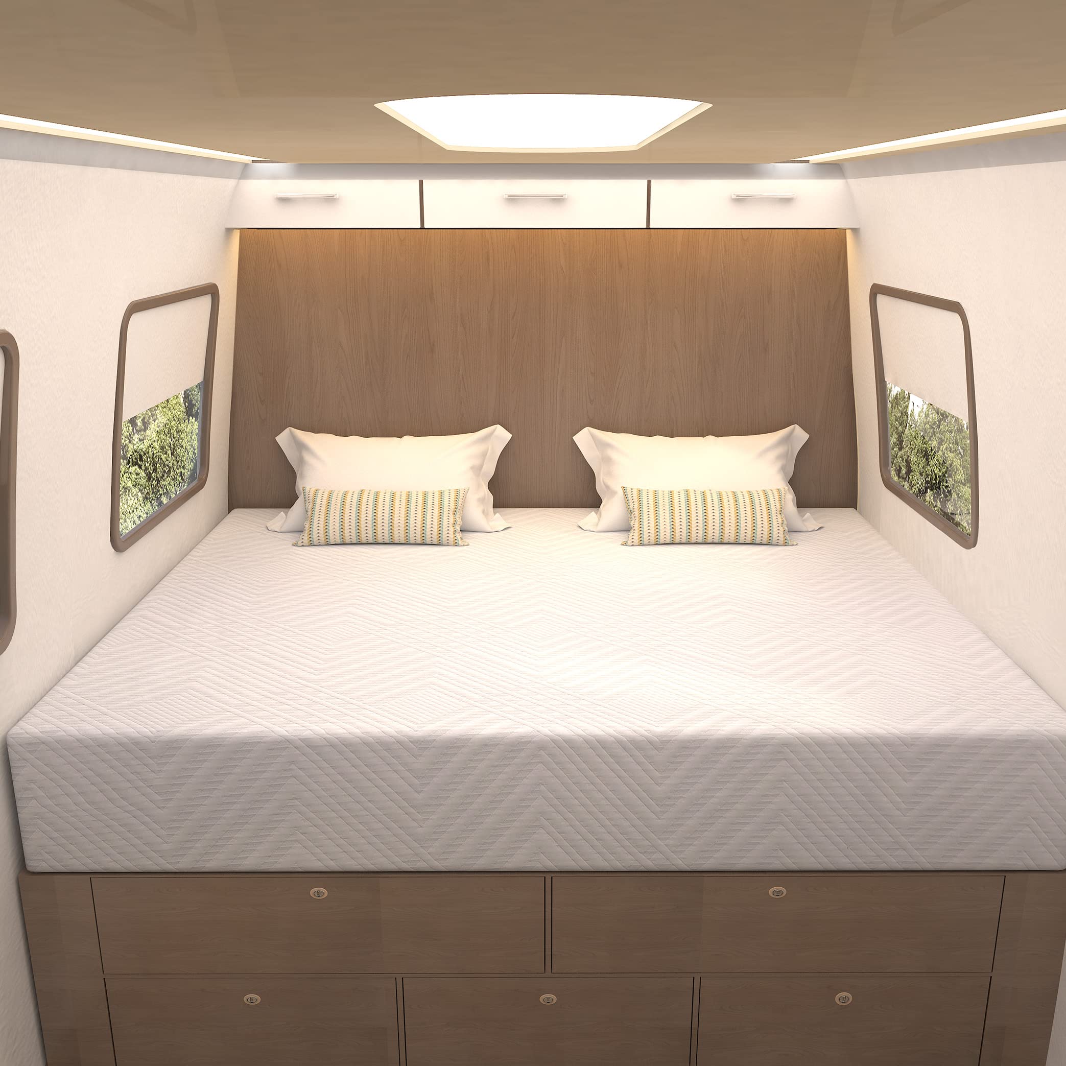 Ego White 10 Inch Rv King Memory Foam Rv Mattress, Cooling Gel Green Tea Mattress For Rvs, Campers & Trailers, Bed In A Box, Mad