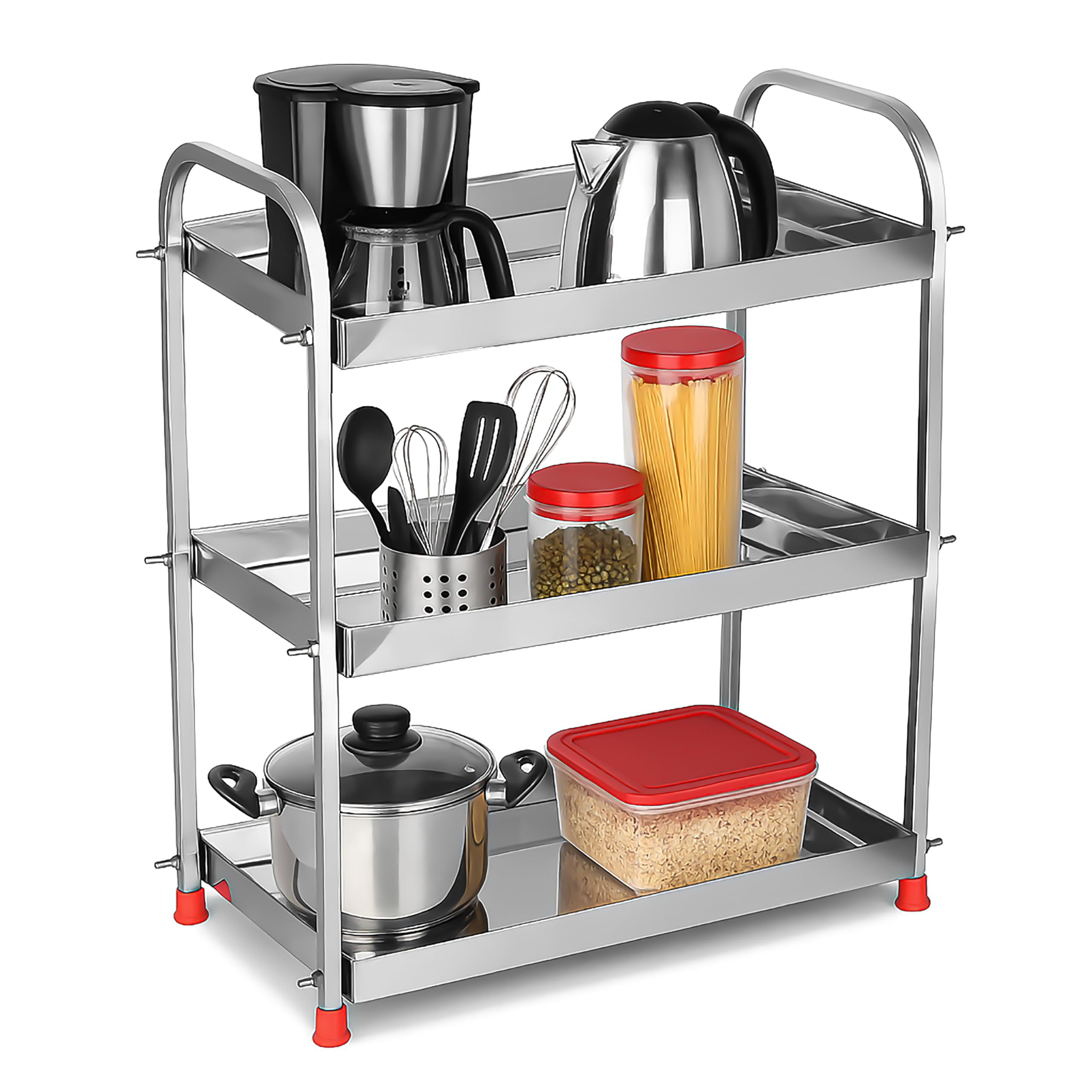 Ab99 Collection Stainless Steel 3Tier Storage Rack For Kitchen, Bathroom & Vanity, Multipurpose Shelf Organizer For Jars, Spice