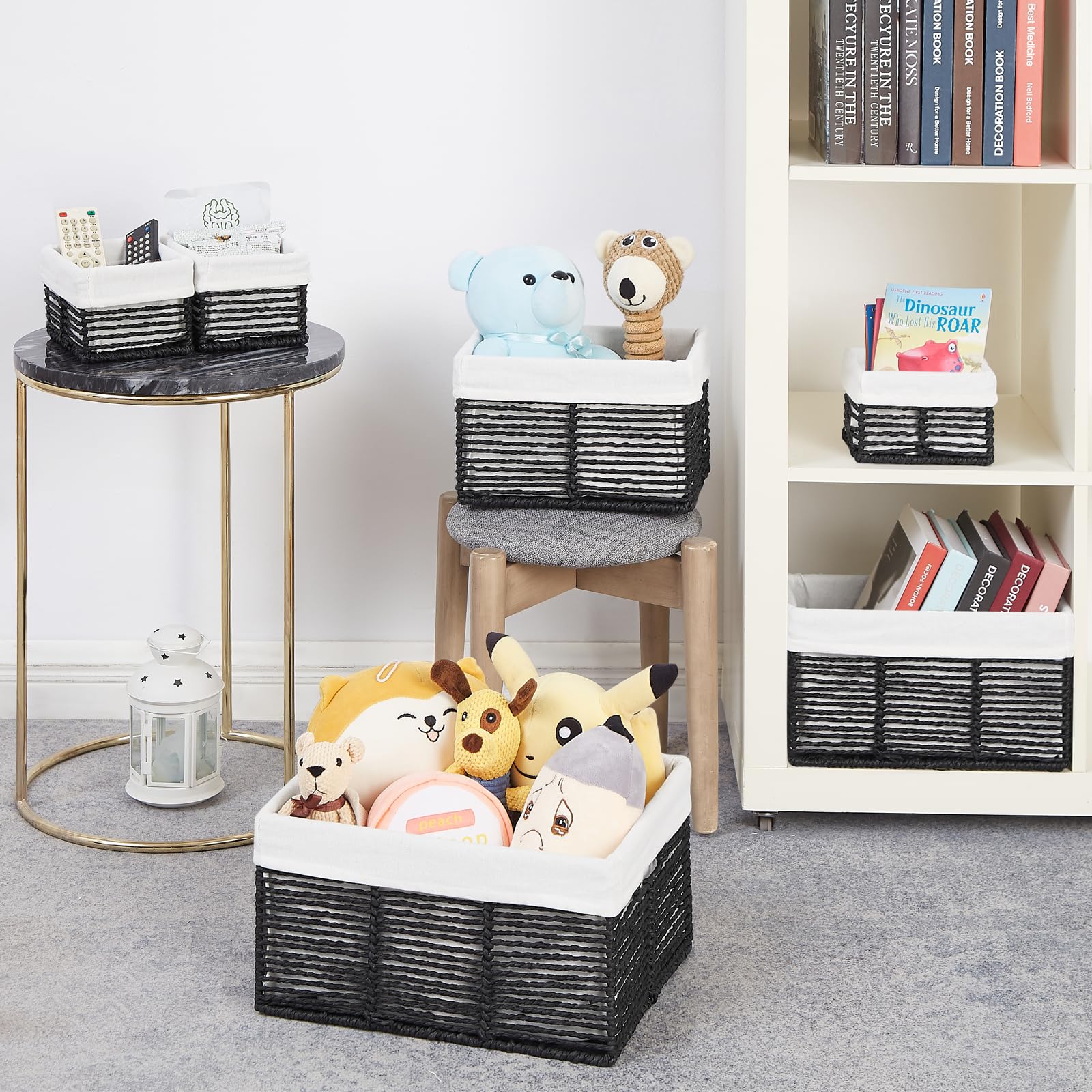 Vagusicc Wicker Storage Basket, 6 Pack Baskets For Organizing, Wicker Baskets With Handle, Rectangular Wicker Baskets For Storag