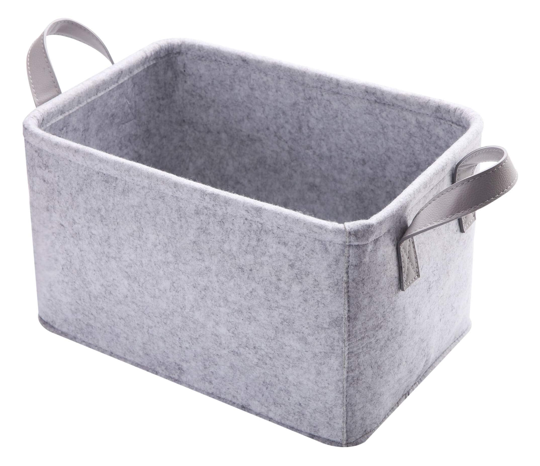 Minoisome Collapsible Storage Basket With Carry Handles Felt Fabric Storage Bin Durable Organizer For Gift Toys Shoes Clothes To