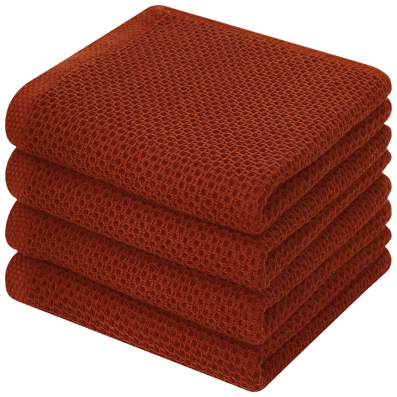 Kitinjoy 100% Cotton Waffle Weave Kitchen Towels, 4-Pack Super Soft and Absorbent Dish Towels for Drying Dishes, Kitchen Hand To