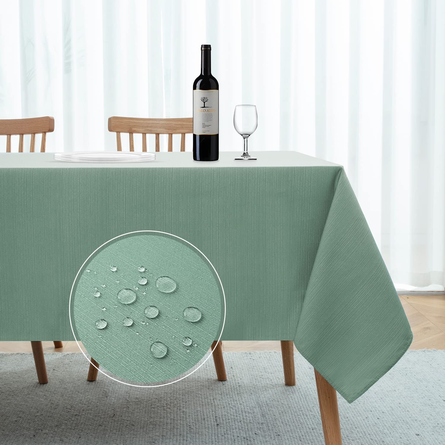 Softalker Spring Jacquard Rectangle Tablecloth - Geometric Line Damask Table Covers Waterproof Stain Resistant Washable Polyeste