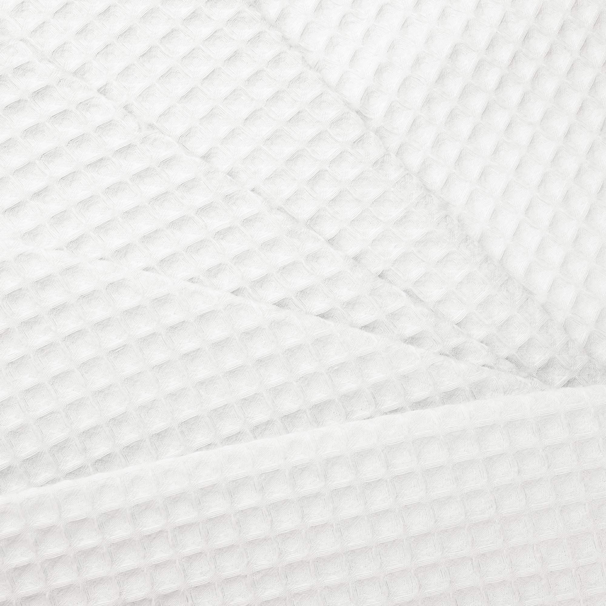 River Dream White Fabric Shower Curtain Set, Cotton Blend, Waffle Weave, With Snap In Replacement Liner,54 X 80 Inches