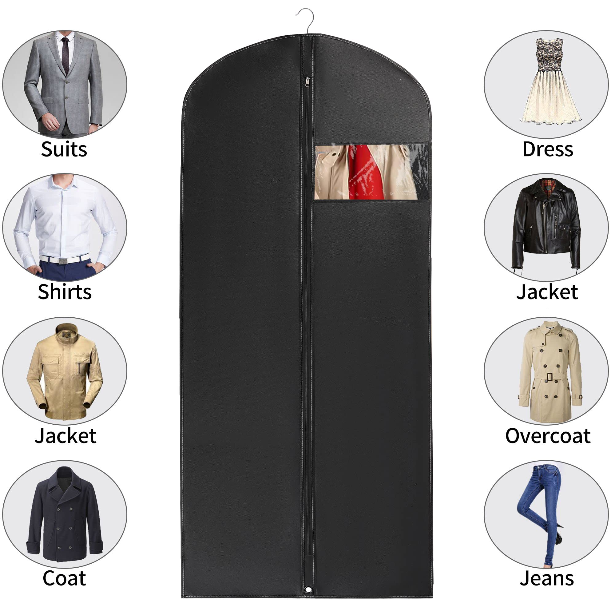 50??Garment Bags for Hanging Clothes (Set of 6) Suit Bags for Closet Storage Suit Cover Bags for Men woman Coat Sweater Dancewear Dress protector bag (Black  50?? ? 24??)