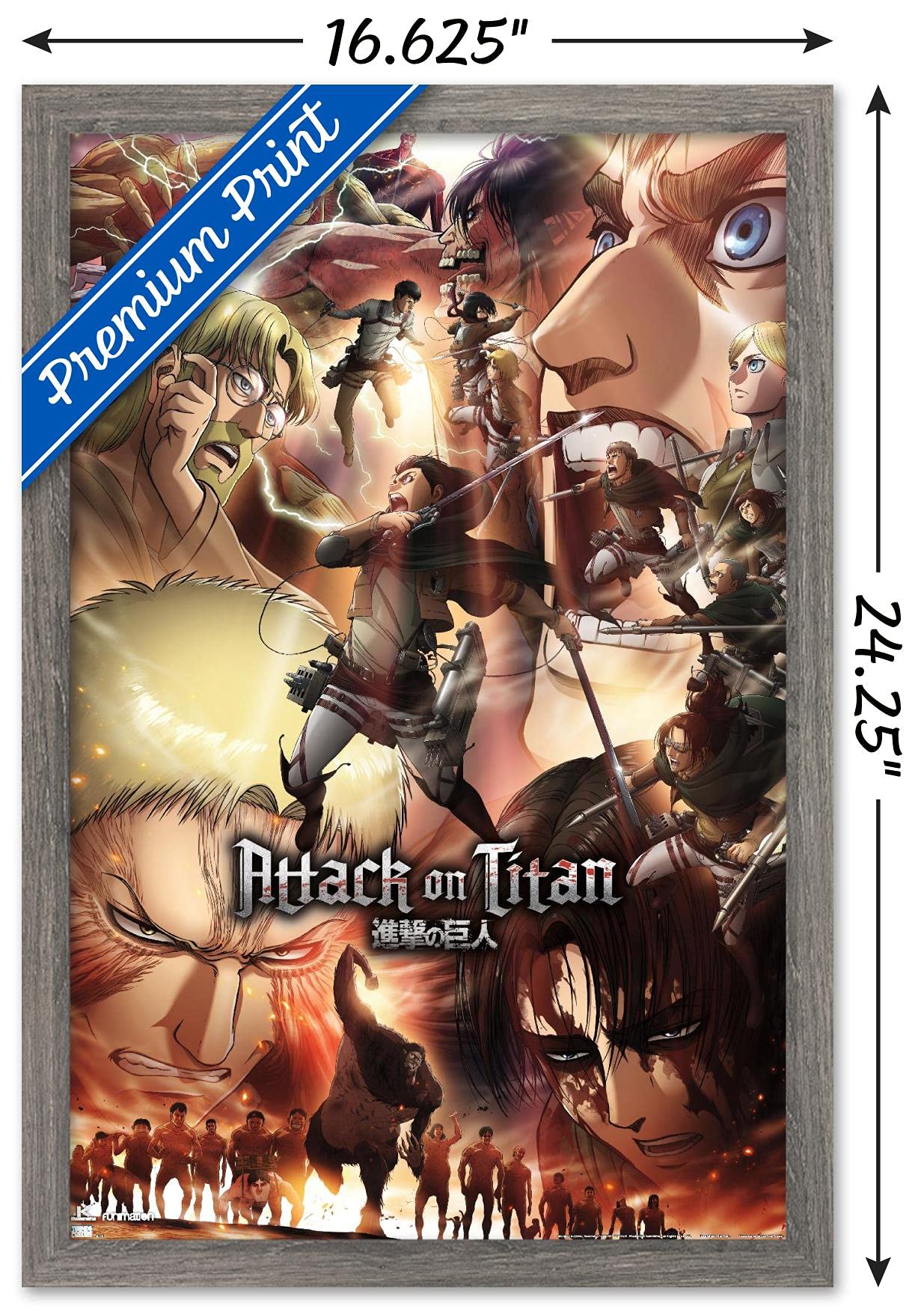 Trends International Wall Poster - Attack on Titan Season 3, 22.4x14.7in, Barnwood Framed Version, FR20715BWD14X22