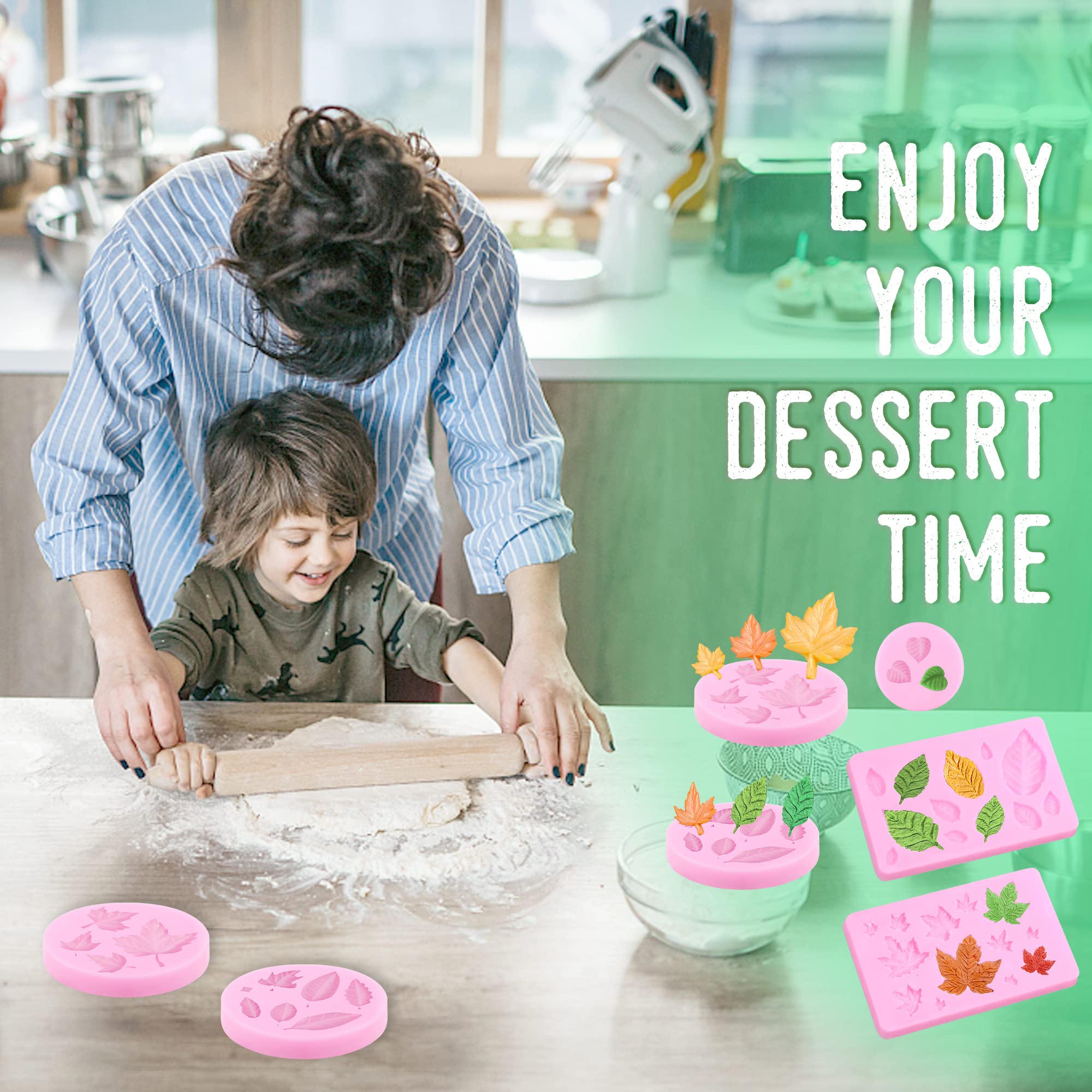 5 Packs Leaf Mold Tree Leaf Silicone Mold Leaf Mold Cake Leaves Silicone Mold Maple Leaf Fondant Mold Leaf Shape Resin Mold For