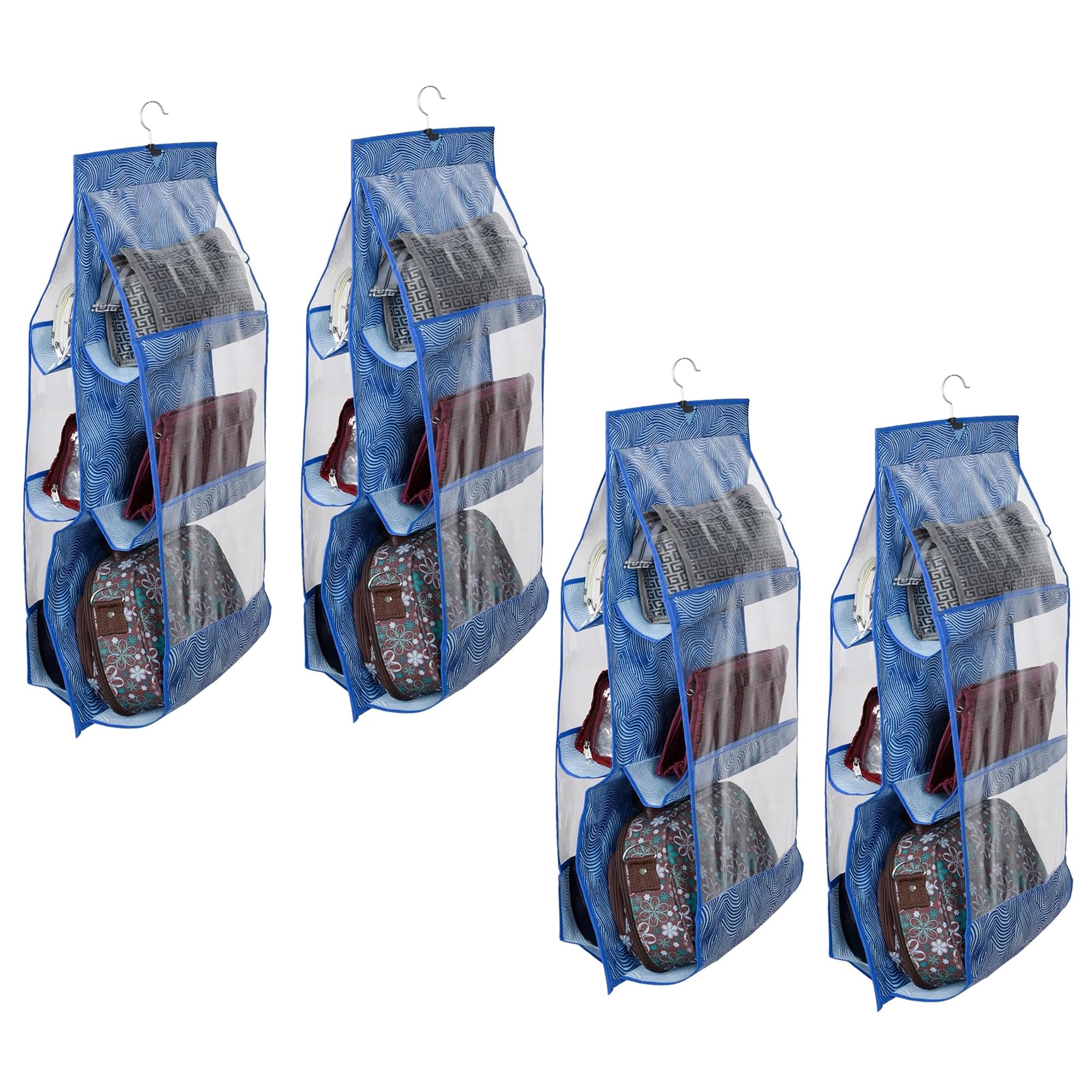 Kuber Industries Pack Of 4 Hanging Organizer | Handbag Organizer | Hanging Purse For Wardrobe | Transparent Clutch Organizer | H