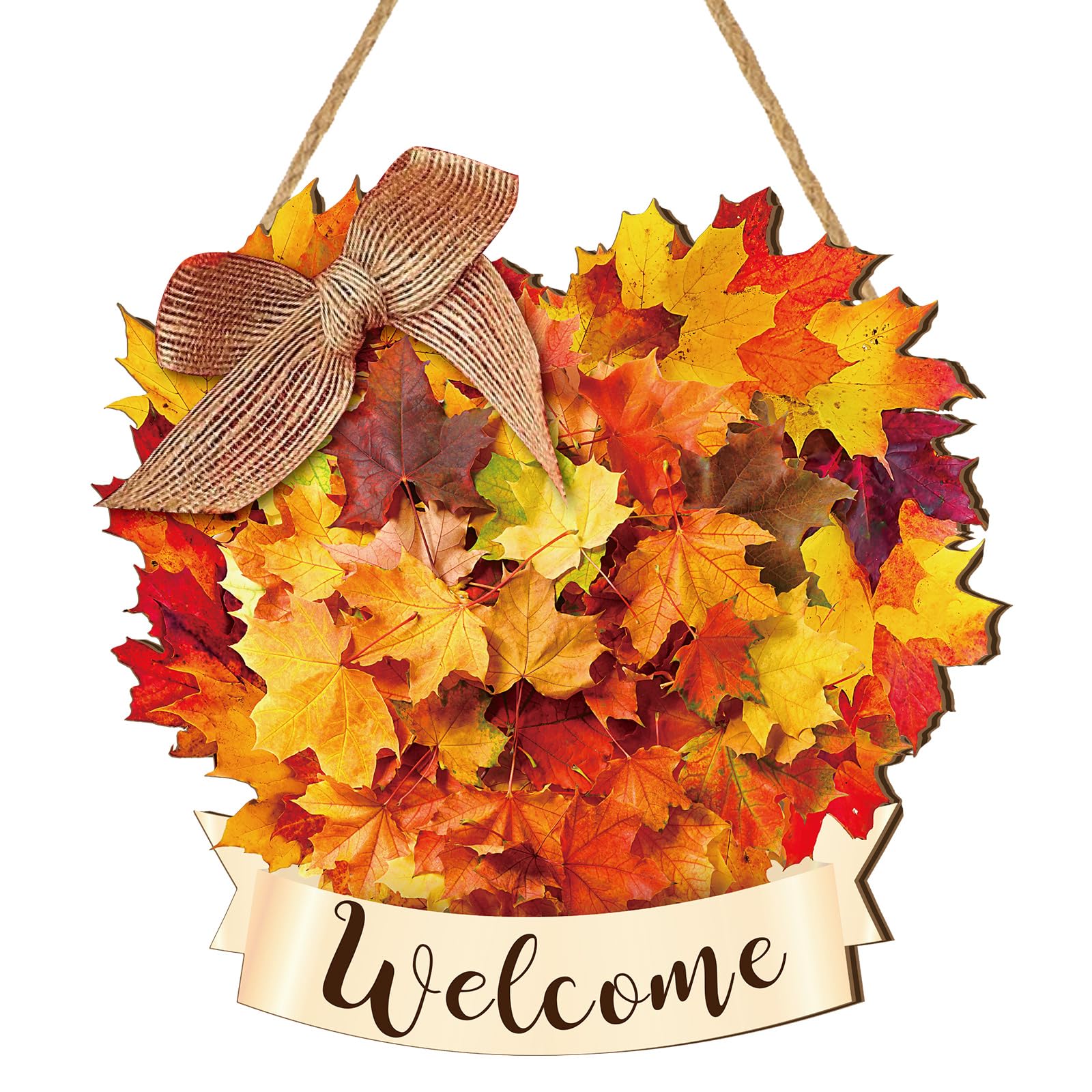 Boao Thanksgiving Welcome Door Sign Maple Leaves Hanging Decor Fall Wooden Sign Autumn Decorations Pumpkin Maple Leaves Wood Han