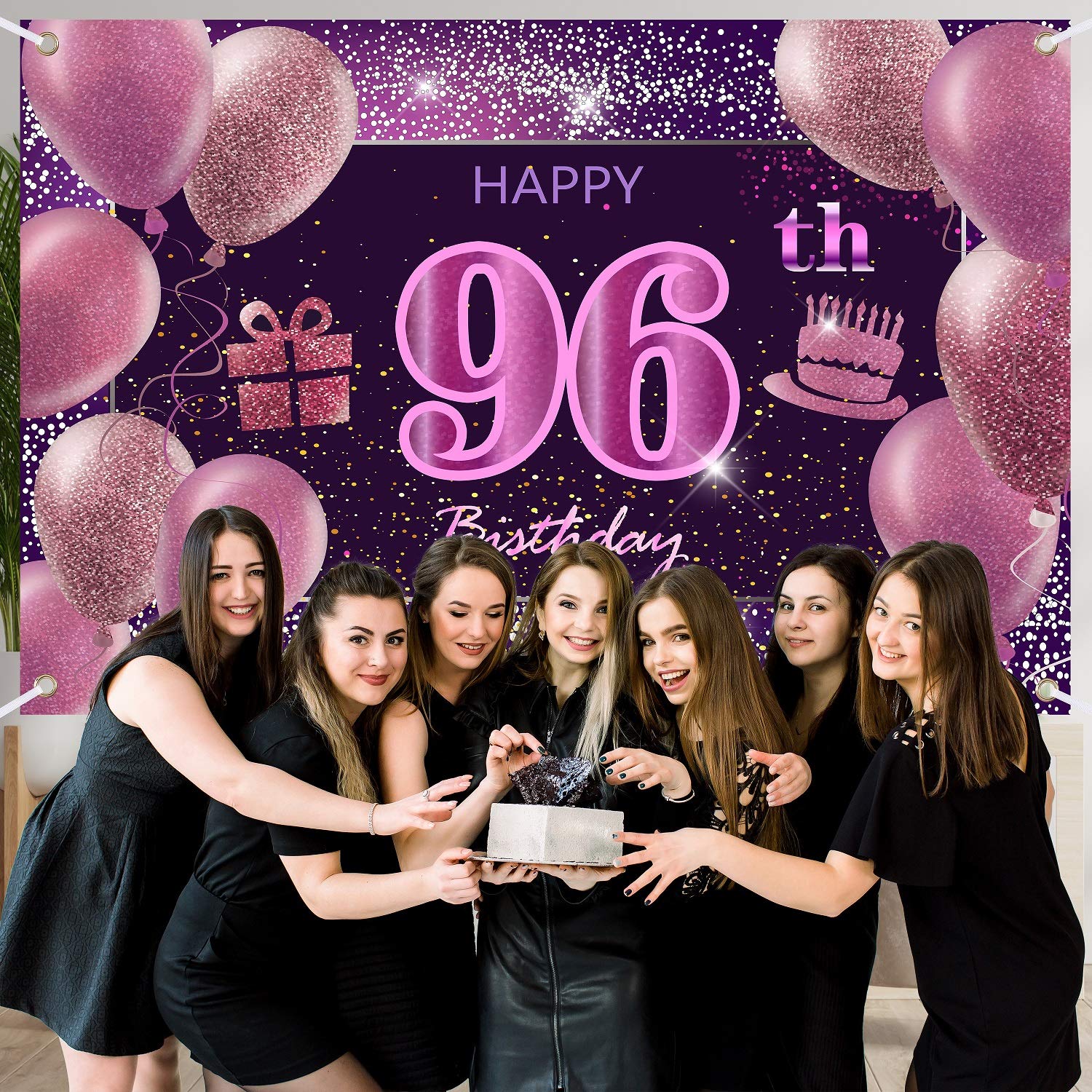 96Th Birthday Decorations For Girls Imisi Happy Birthday Banner Pink Decorations For A Party Birthday Backdrop For Women