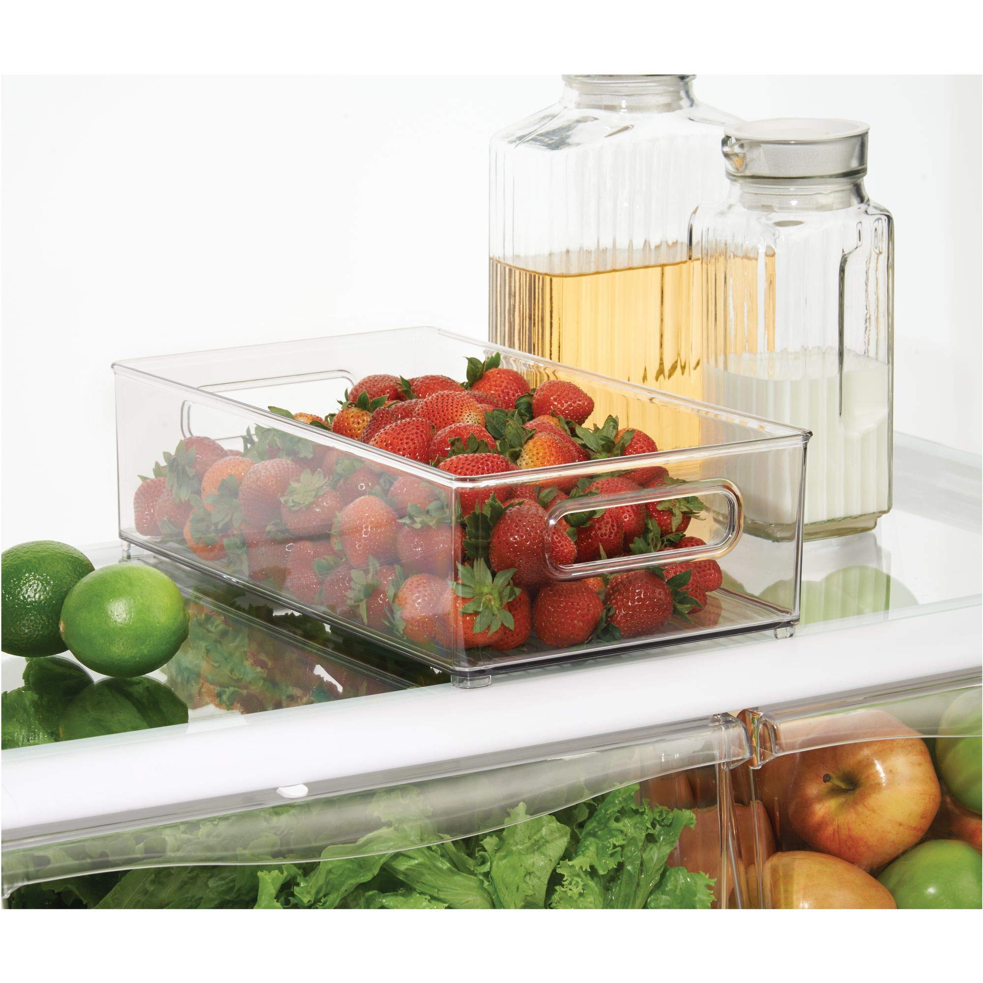 Idesign Plastic Pantry And Kitchen Storage Freezer And Fridge Organizer Bin With Easy Grip Handles, 14.5 X 8 X 4, Clear, 2