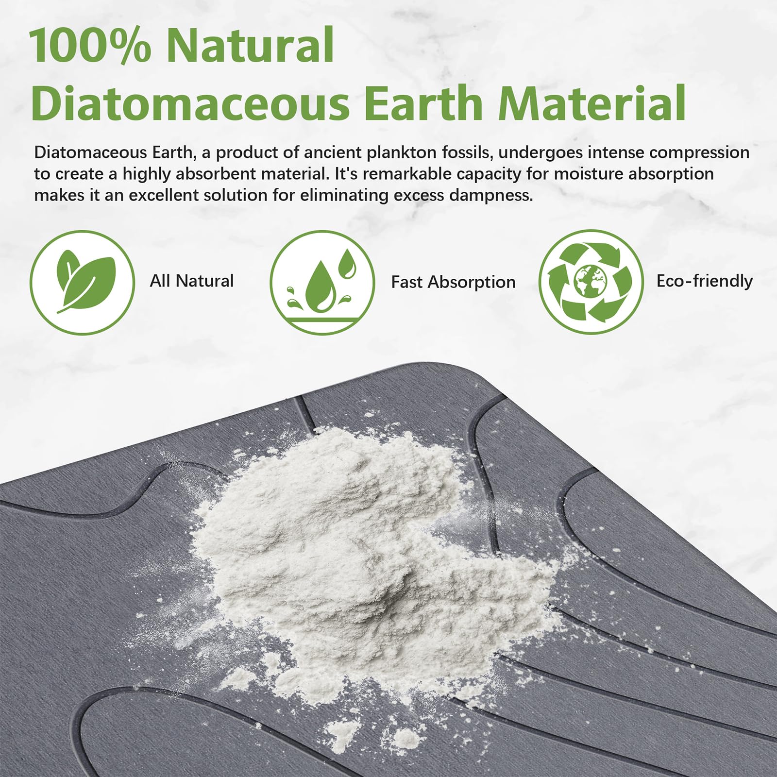 Stone Bath Mat - Diatomaceous Earth Shower Mat, Non-Slip Super Absorbent Quick Drying Diatomite Stone Bath Mats For Bathroom Flo