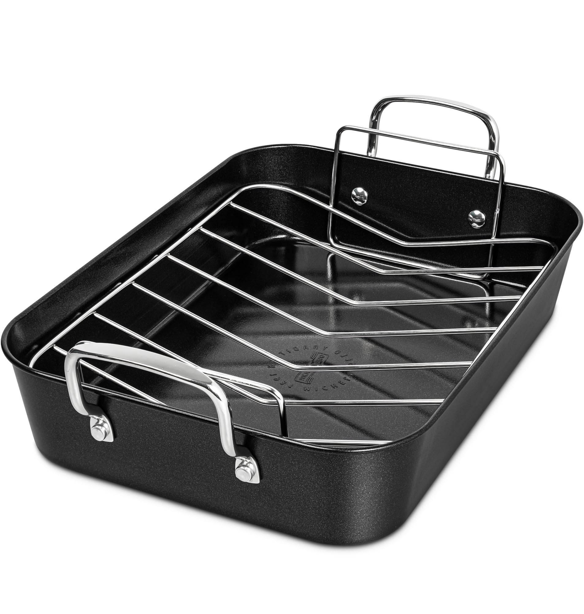 Michelangelo Roasting Pan With Rack, Carbon Steel Turkey Roasting Pan For Oven And Induction, Nonstick Turkey Roaster Pan With S