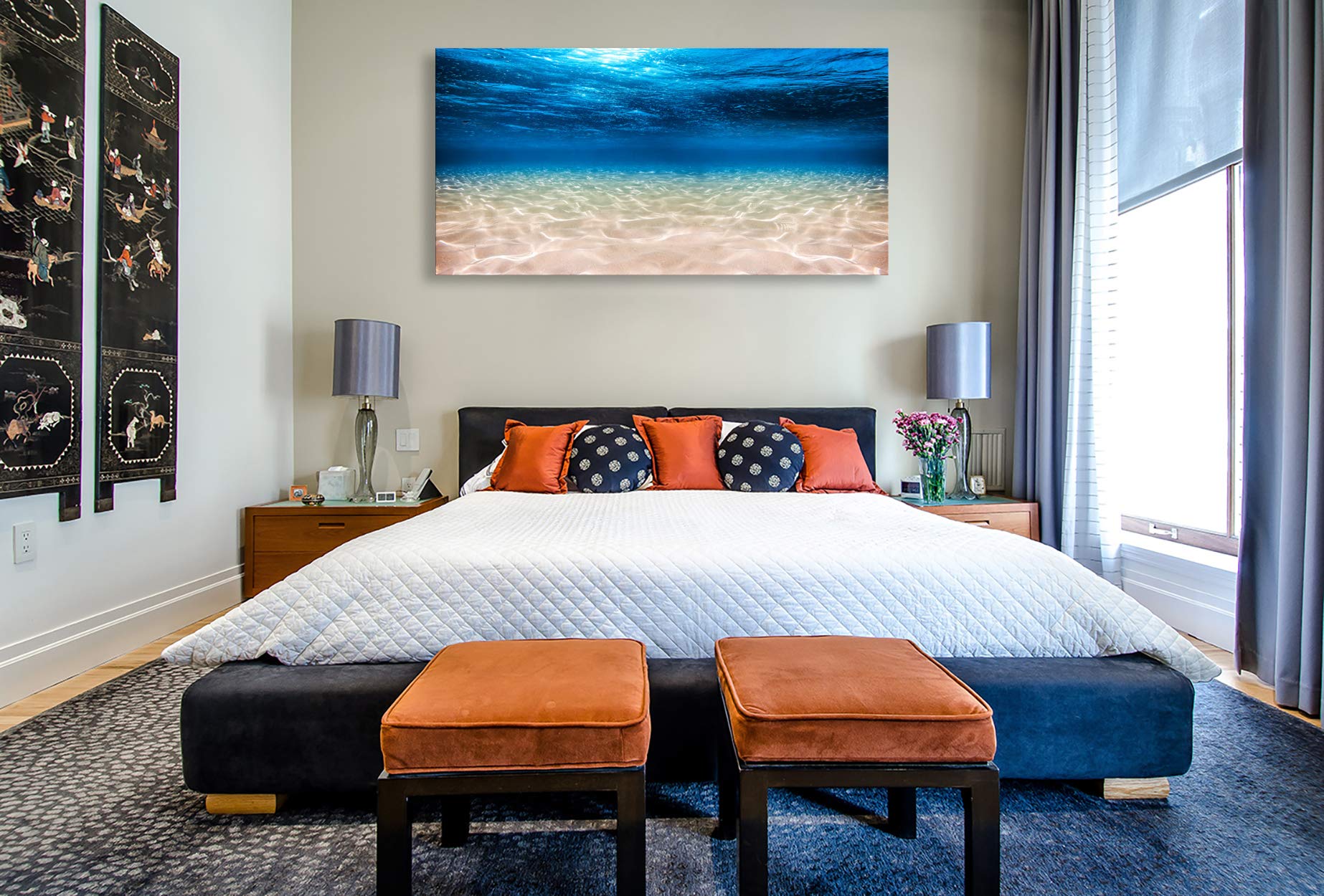 S00775 Print Artwork Blue Ocean Sea Wall Art Canvas Prints Picture Seaview Bottom View Beneath Surface Pictures Painting On Canvas Modern Seascape Home Office Decor XXLarge 30x60 inch