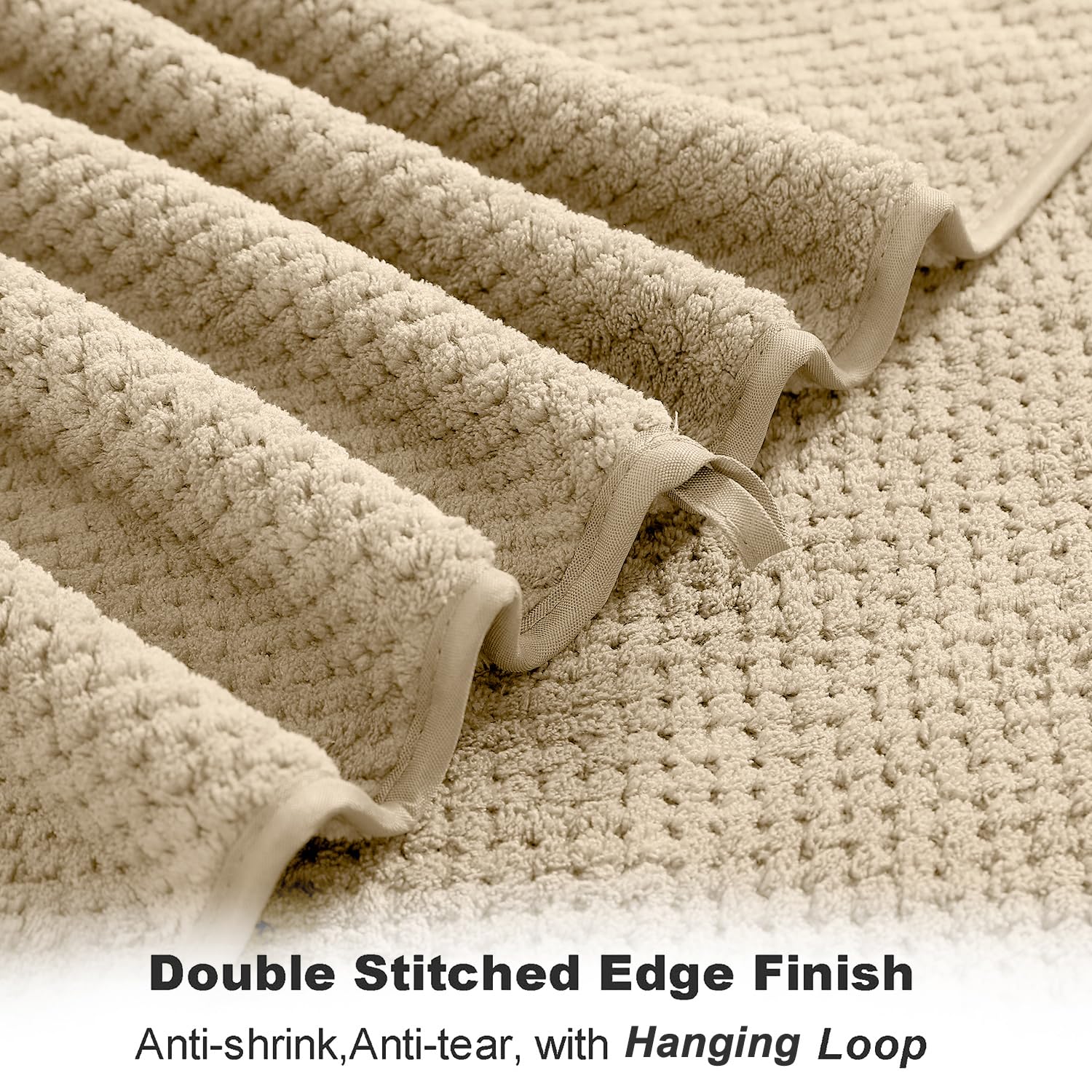 8-Piece Bath Towel Set  2 Extra Large Bath Towel Sheets  2 Hand Towels and 4 Washcloths - Highly Absorbent Quick Dry Microfiber Ultra Soft Towel Set for Bathroom  Waffle Weave  Pack of 8 (Camel)