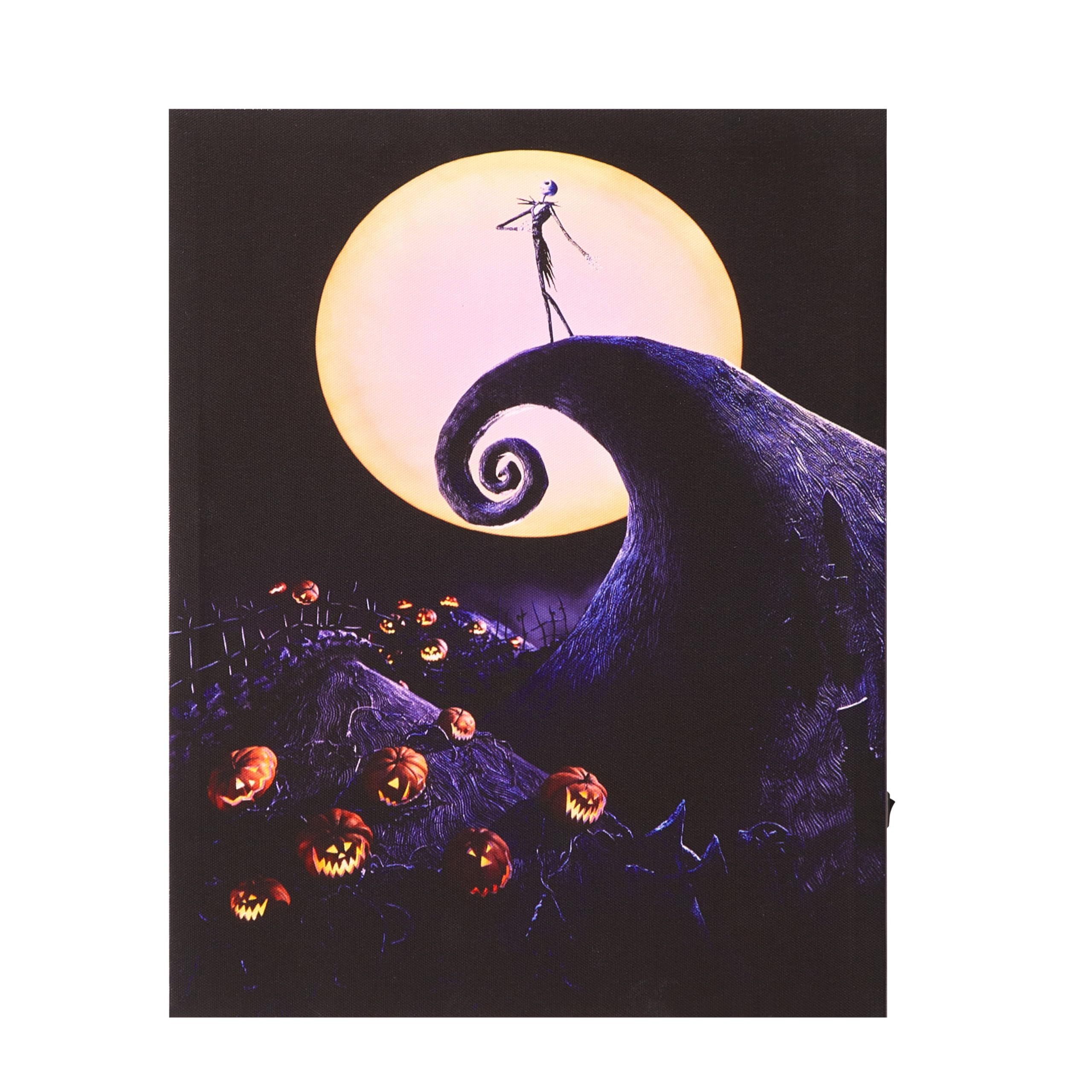 Idea Nuova Nightmare Before Christmas Led Light Up Canvas Wall Art Featuring Jack Skellington, 11'' W X 14'' H
