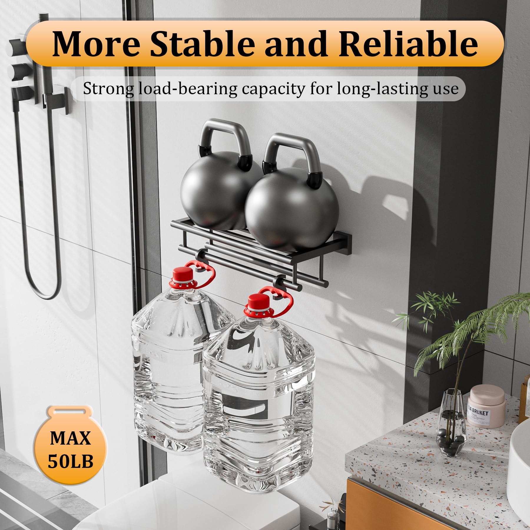 Alise Towel Rack,Large Towel Holder Towel Shelf With Double Towel Bars For Bathroom Lavatory,16-Inch Sus 304 Stainless Steel Wal