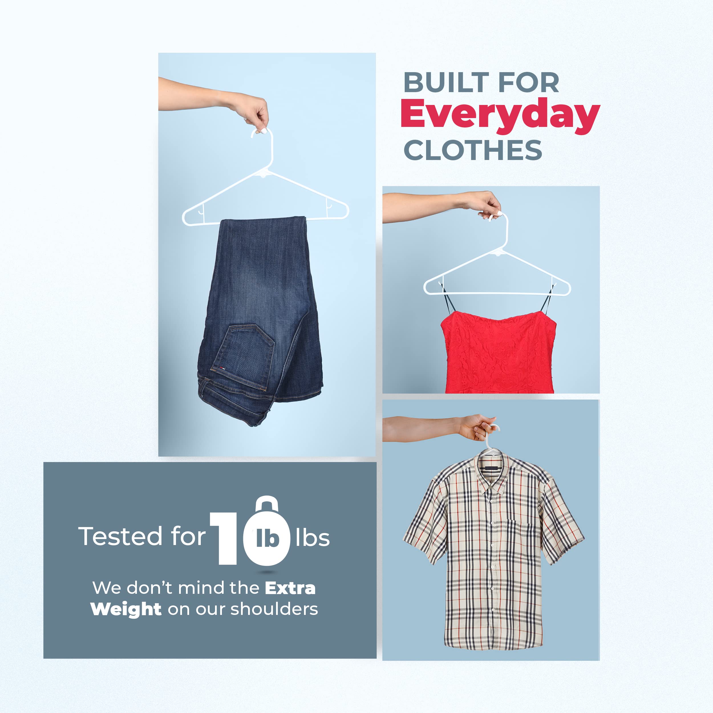 60Pk Made In Usa Strong Plastic Clothes Hangers Bulk | 20 30 50 100 Pack Available | Laundry Clothes Hanger | Coat Hangers Plast