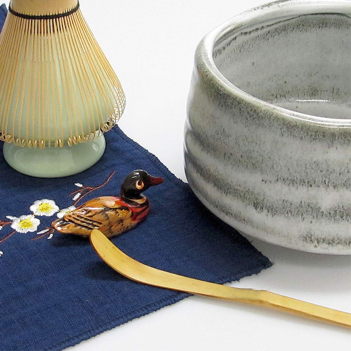 Artcome Japanese Matcha Tea Set, Matcha Whisk, Traditional Scoop, Matcha Bowl, Ceramic Whisk Holder, Handmade Ceremony Kit (7 Pc