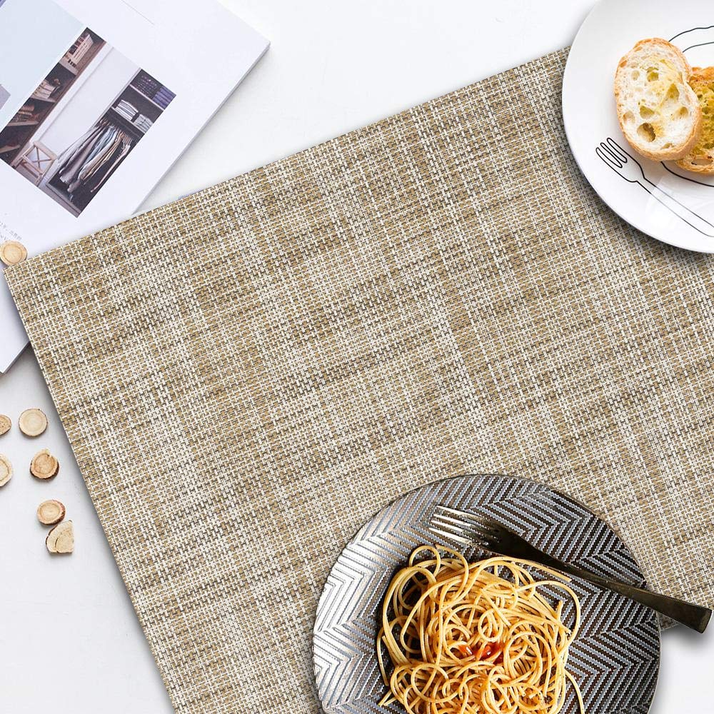 Homedge Pvc Placemat, 4 Pcs Of Non-Slip Heat Resistant Place Mats, Washable Vinyl Placemats, Set Of 4 - Linen Yellow