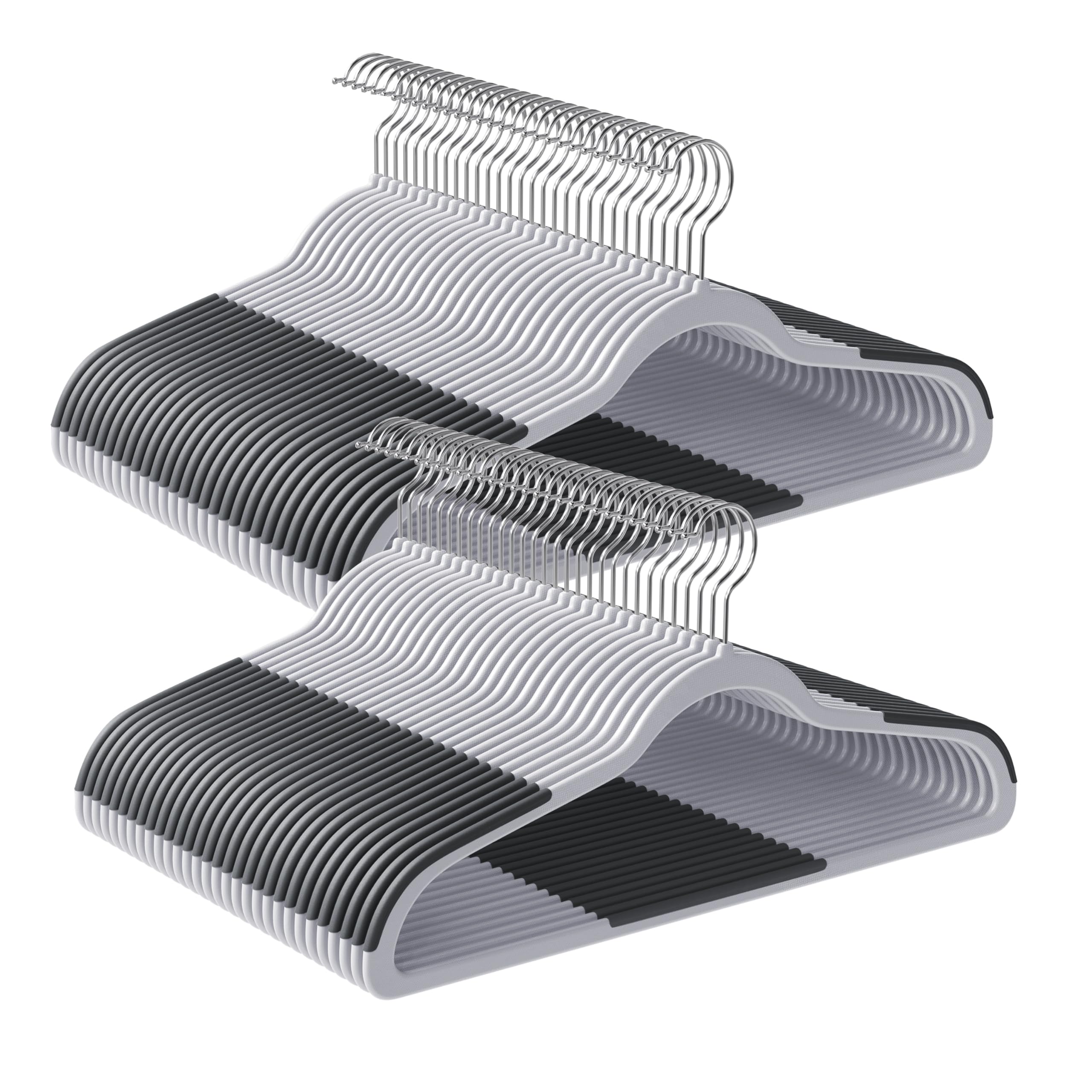 Songmics Clothes Hangers, Pack Of 60 Plastic Coat Hangers, Space-Saving, Light Gray And Dark Gray Ucrp0050G01