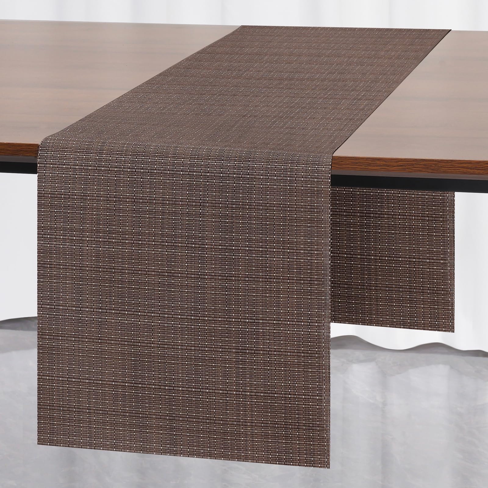 Myir JUN Table Runner, Vinyl Table Runner Indoor 72 Inch Long Arbitrarily Cropped Runner for Table Heatproof for Home Party (Cof