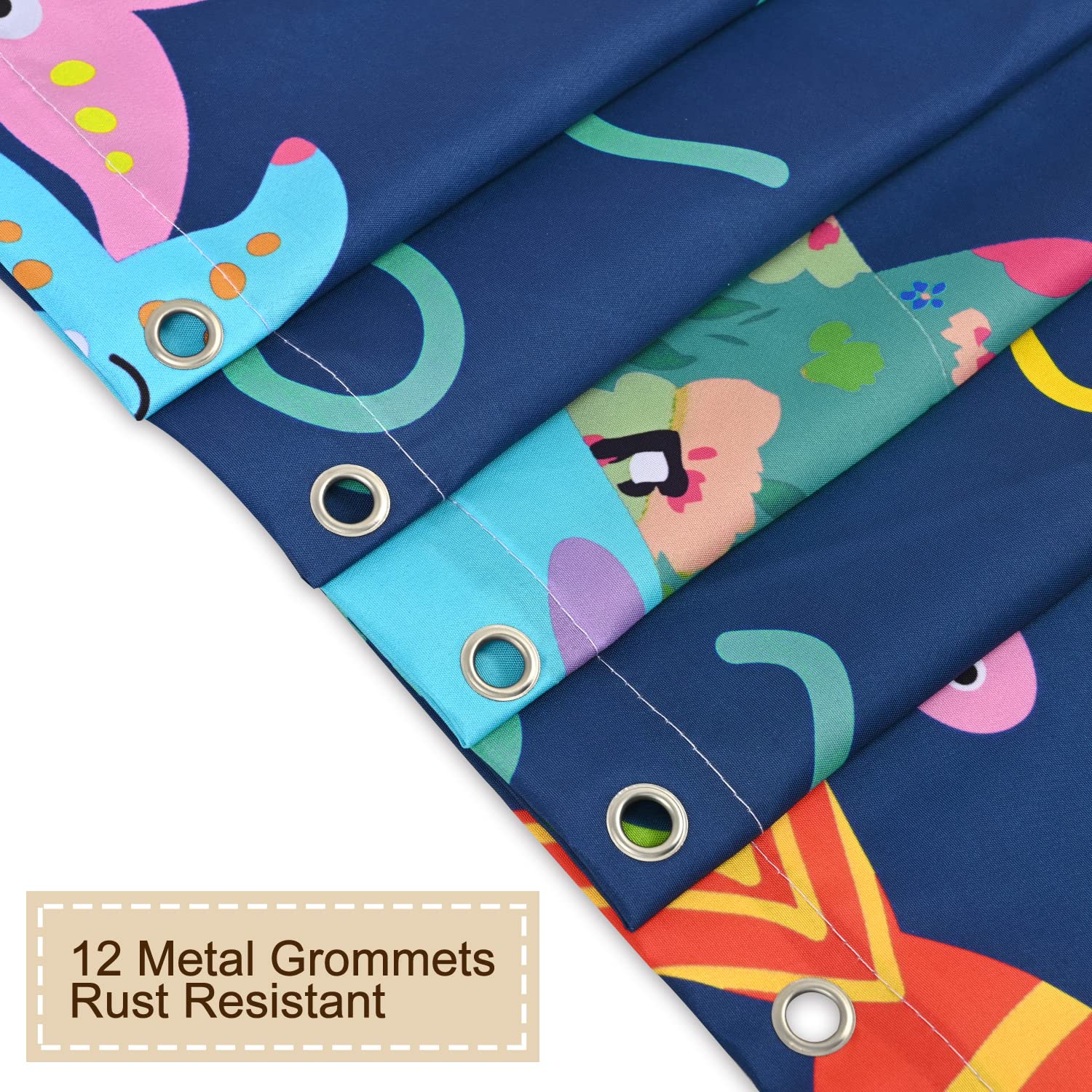 Rosielily Fish Shower Curtain, Kids Shower Curtains Set With 12 Hooks, Whale Shower Curtain, Sea Animal Bathroom Decor Curtain F