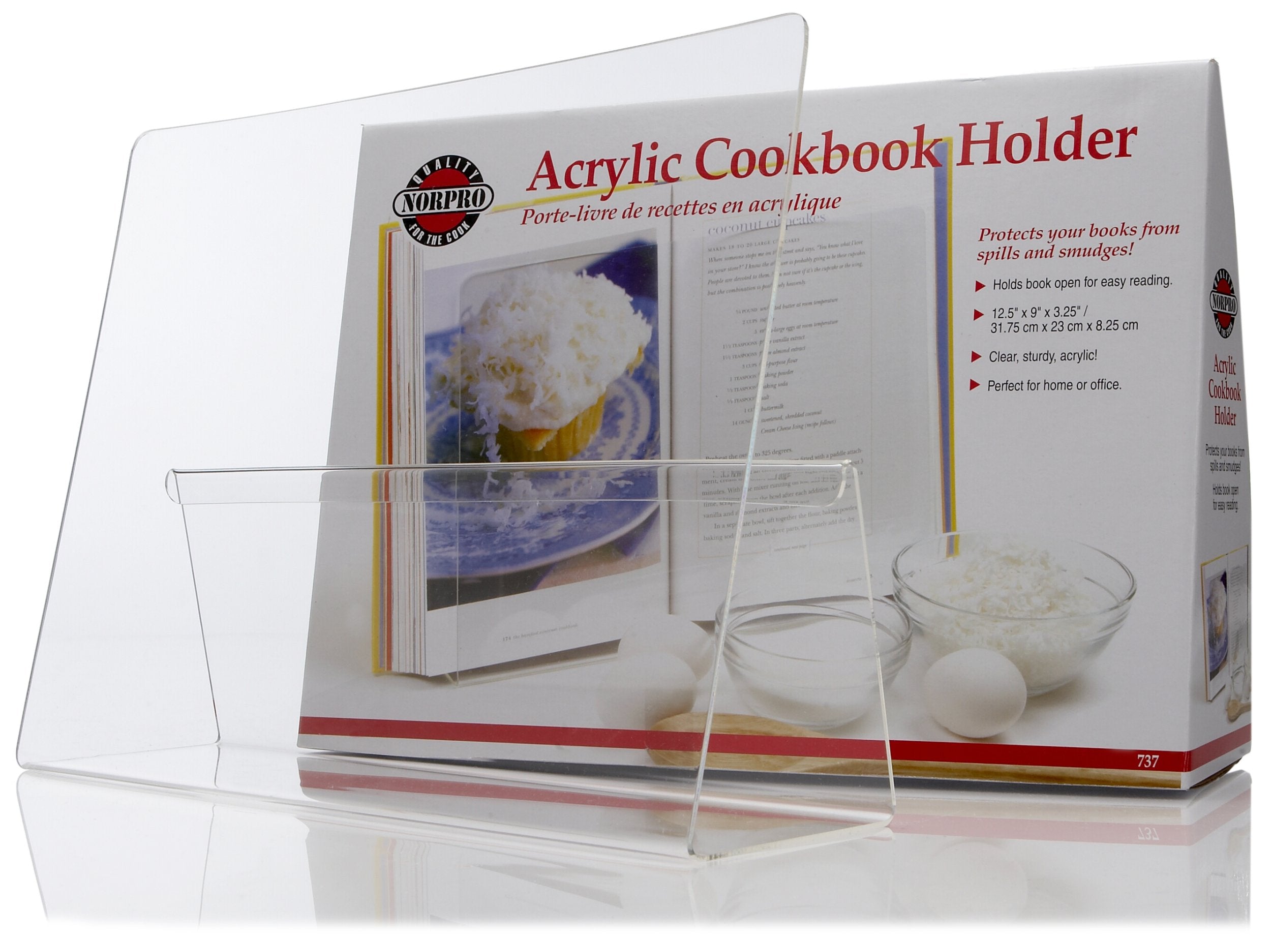 Norpro Acrylic Cookbook / Ipad / Tablet Holder, 9''D X 12.5''W X 3.25''H