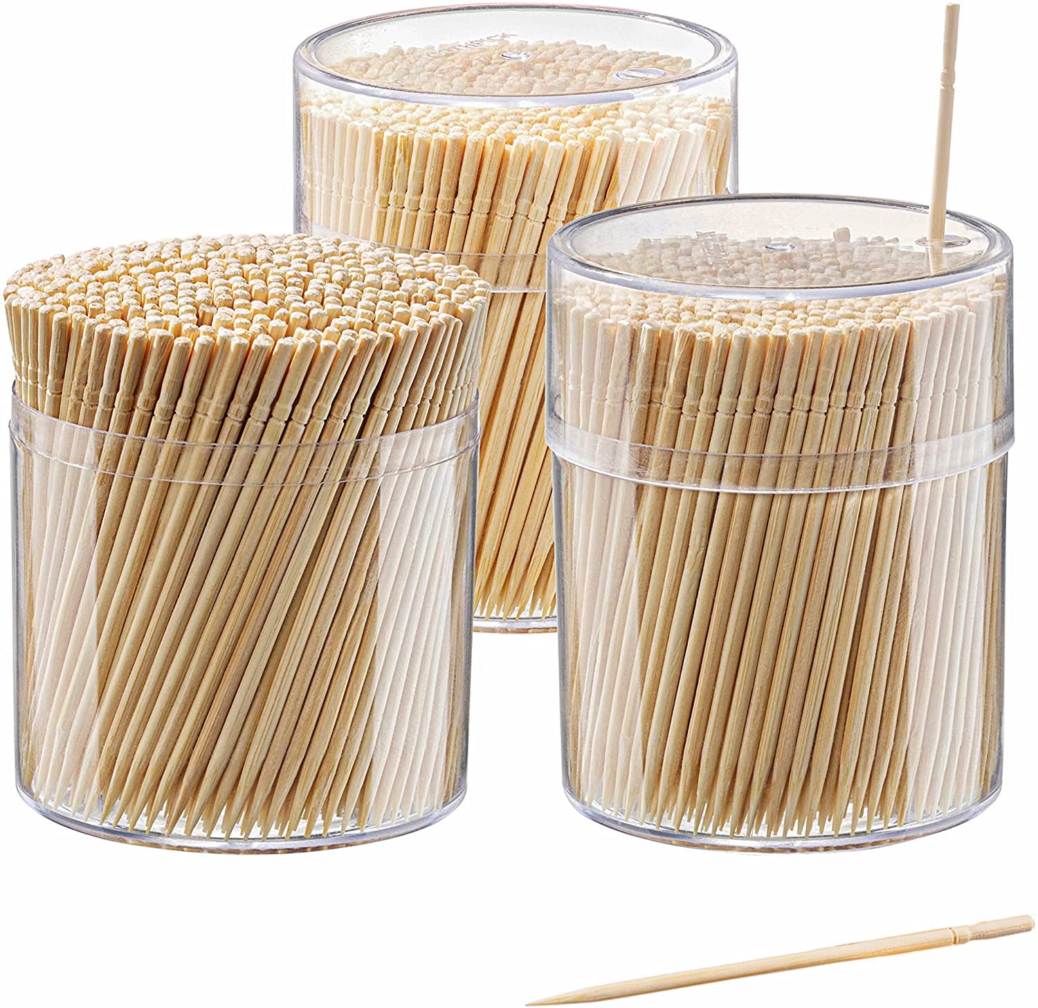 Comfy Package, Bamboo Wooden Toothpicks Wood Round Single-Point Tooth Picks [1500 Count]