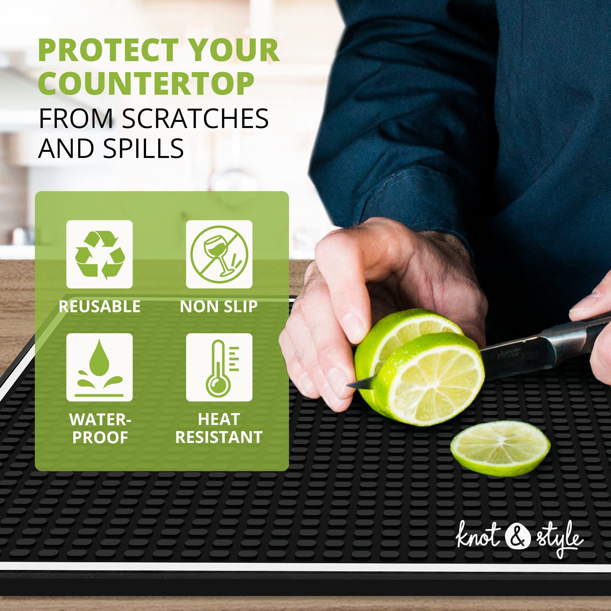 Premium Bar Mat For Home Bar: Elegant Bar Mats For Countertop With White Border - Essential Bar Accessories For The Home Bar Set