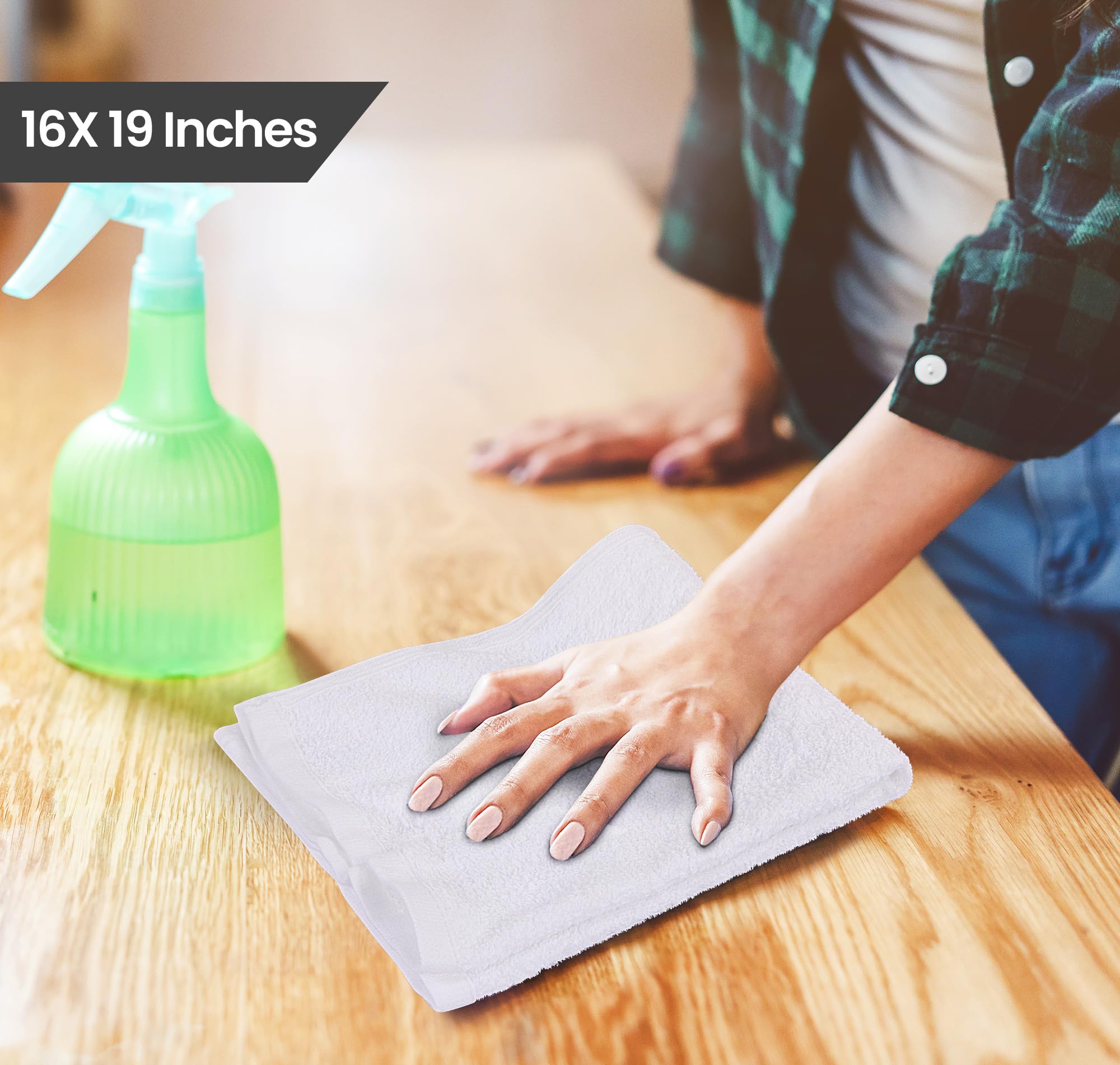 Utopia Towels Kitchen Bar Mops Towels, Pack Of 12 Towels - 16 X 19 Inches, 100% Cotton Super Absorbent White Bar Towels, Multi-P