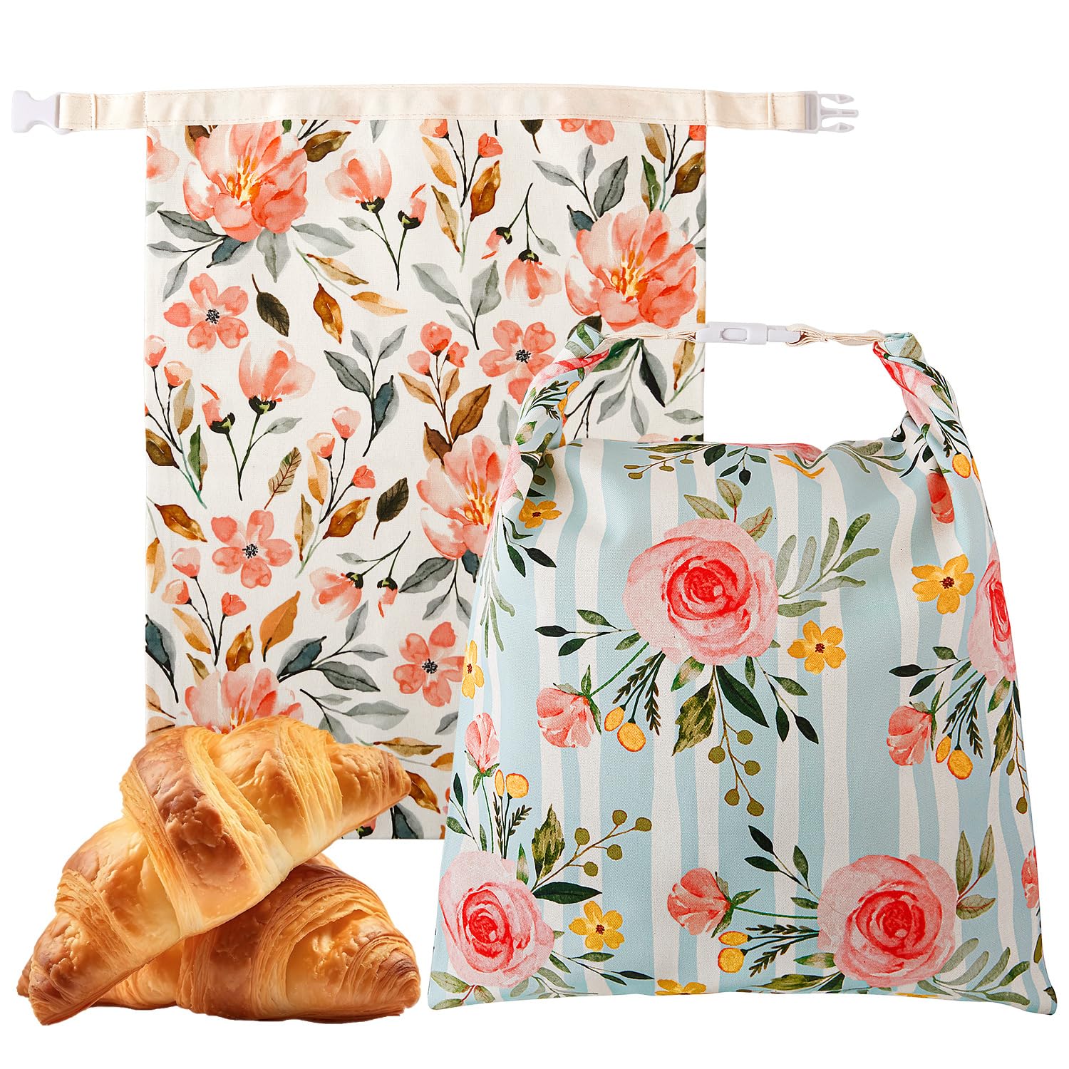 Augine Beeswax Bread Bag, 2 Pack Sourdough Bread Bags, Reusable Bread Bags for Homemade Bread, Organic Cotton Beeswax Sourdough 