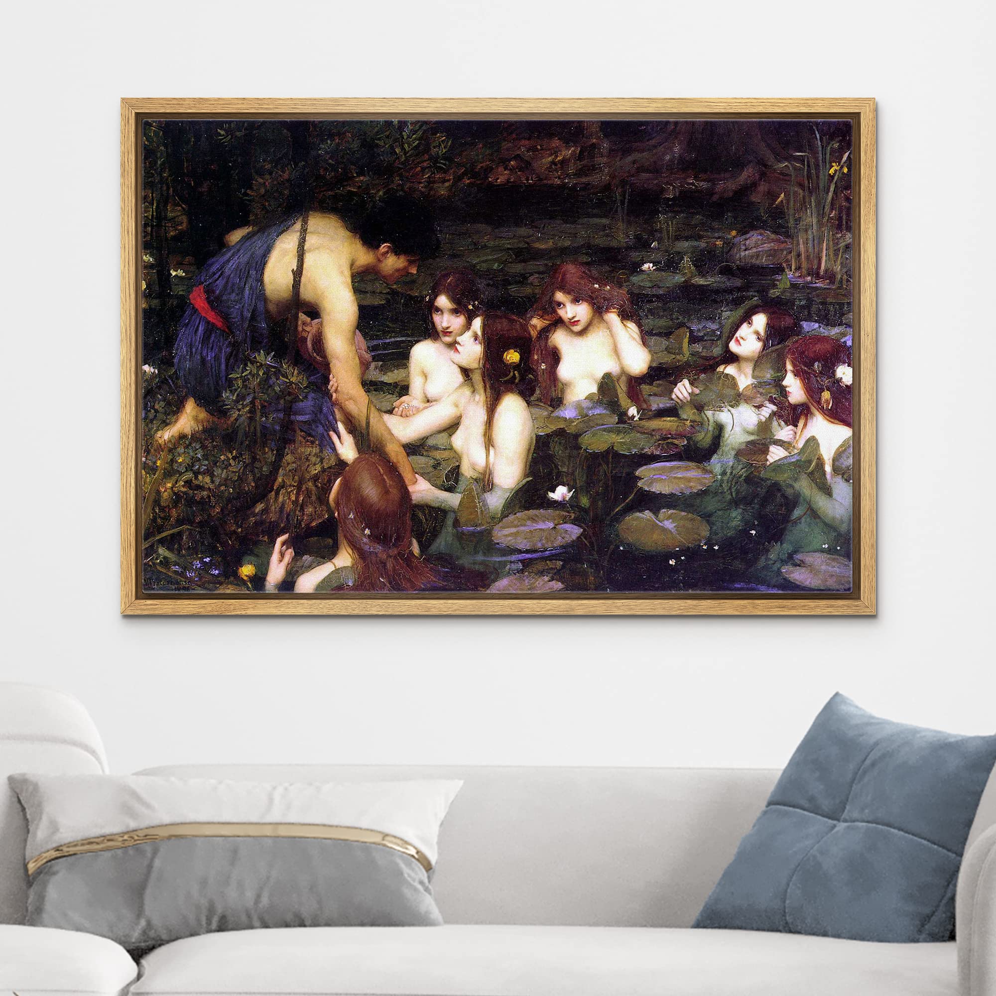 Wall26 Framed Canvas Print Wall Art Hylas & The Nymphs By John William Waterhouse People Illustrations Fine Art Traditional Colo