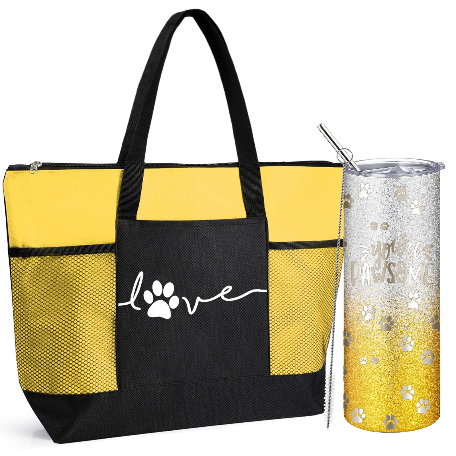 Buryeah 2 Pcs Veterinary Assistant Week Gifts 20oz Tumbler Large Tote Bag Thank You Gift for Vet Tech Assistant Student Nurse Gr