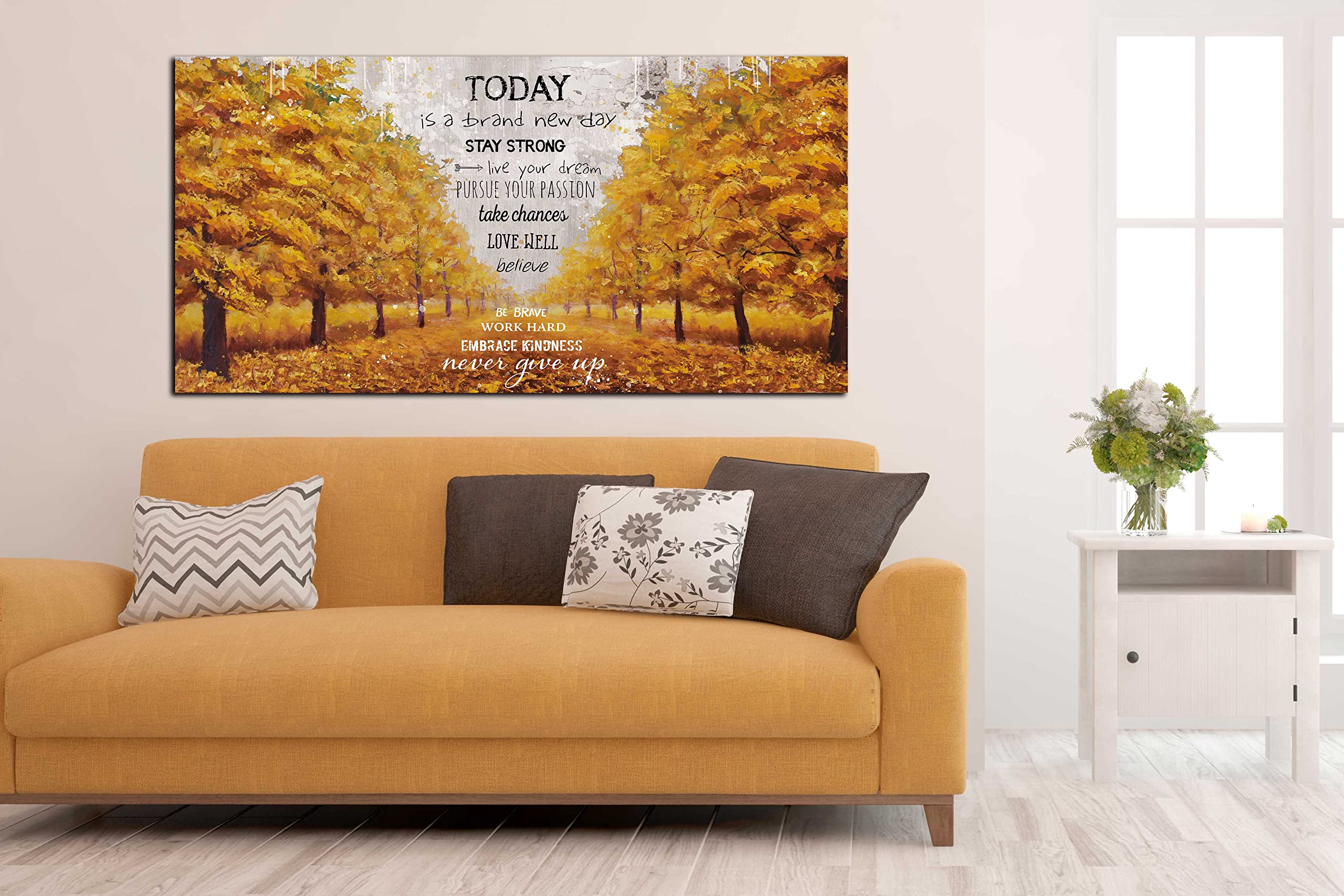 Inspirational Quotes Wall-Art - Gold Pictures Wall Decor - Large Canvas Wall Art For Living Room Ready To Hang Size 30 '' x 60 ''