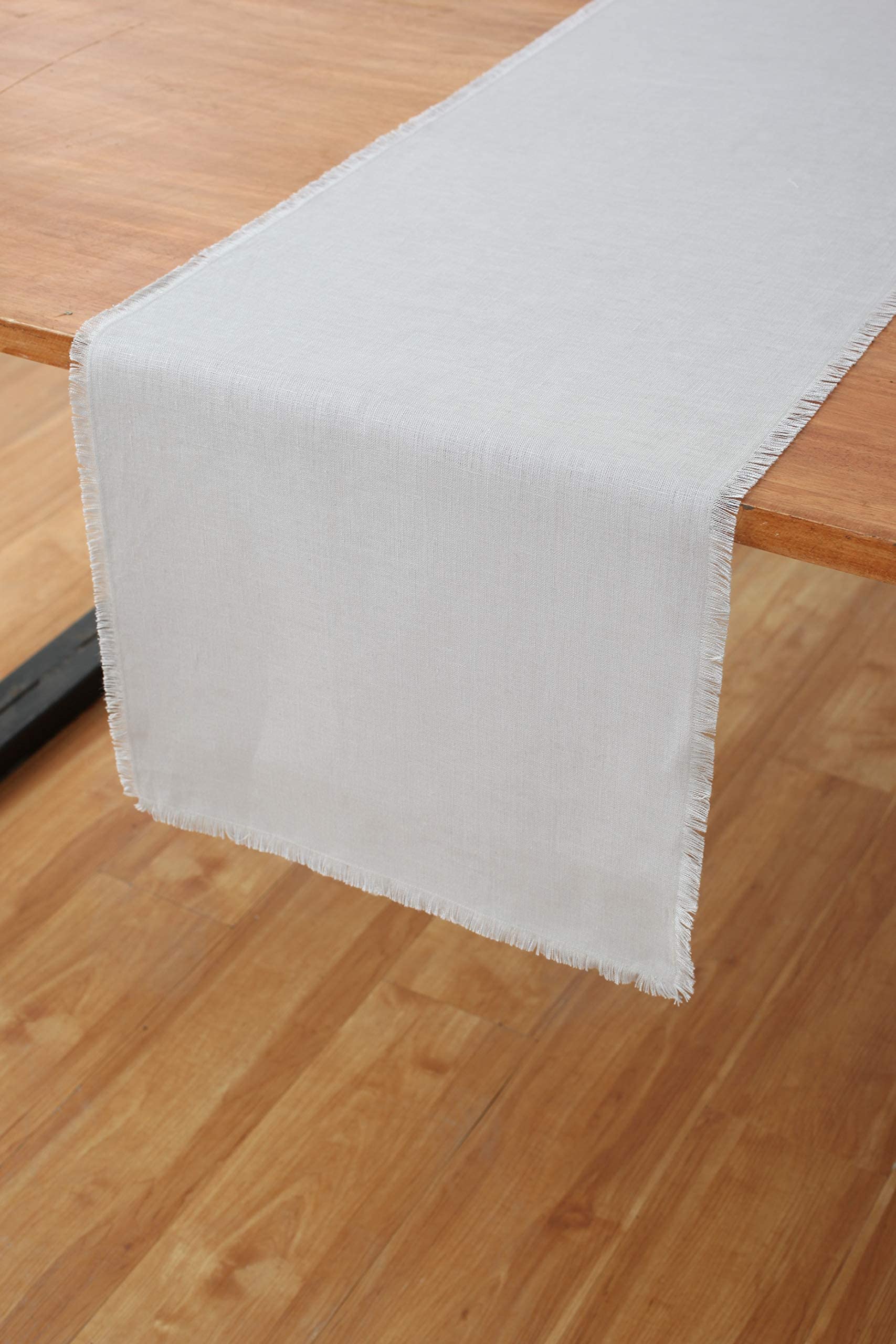 Solino Home Linen Table Runner 14 X 48 Inch - 100% Pure Linen Fringe Table Runner For Spring, Summer, Dining, Wedding, Party - H