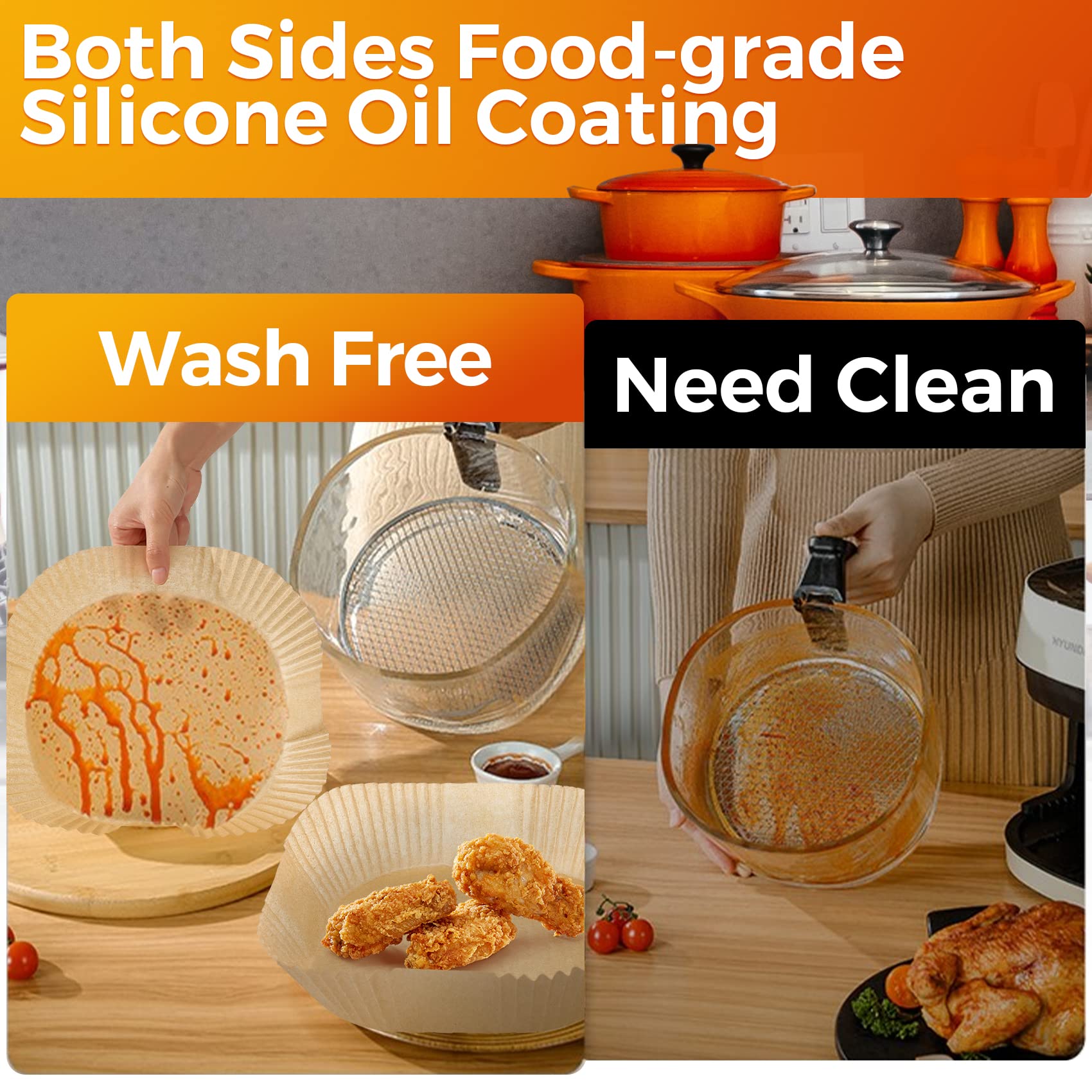 Air Fryer Paper Liners:100Pcs Parchment Paper, 8'' Air Fryer Disposable Paper Liner For Microwave, Non-Stick Square Air Fryer Ba