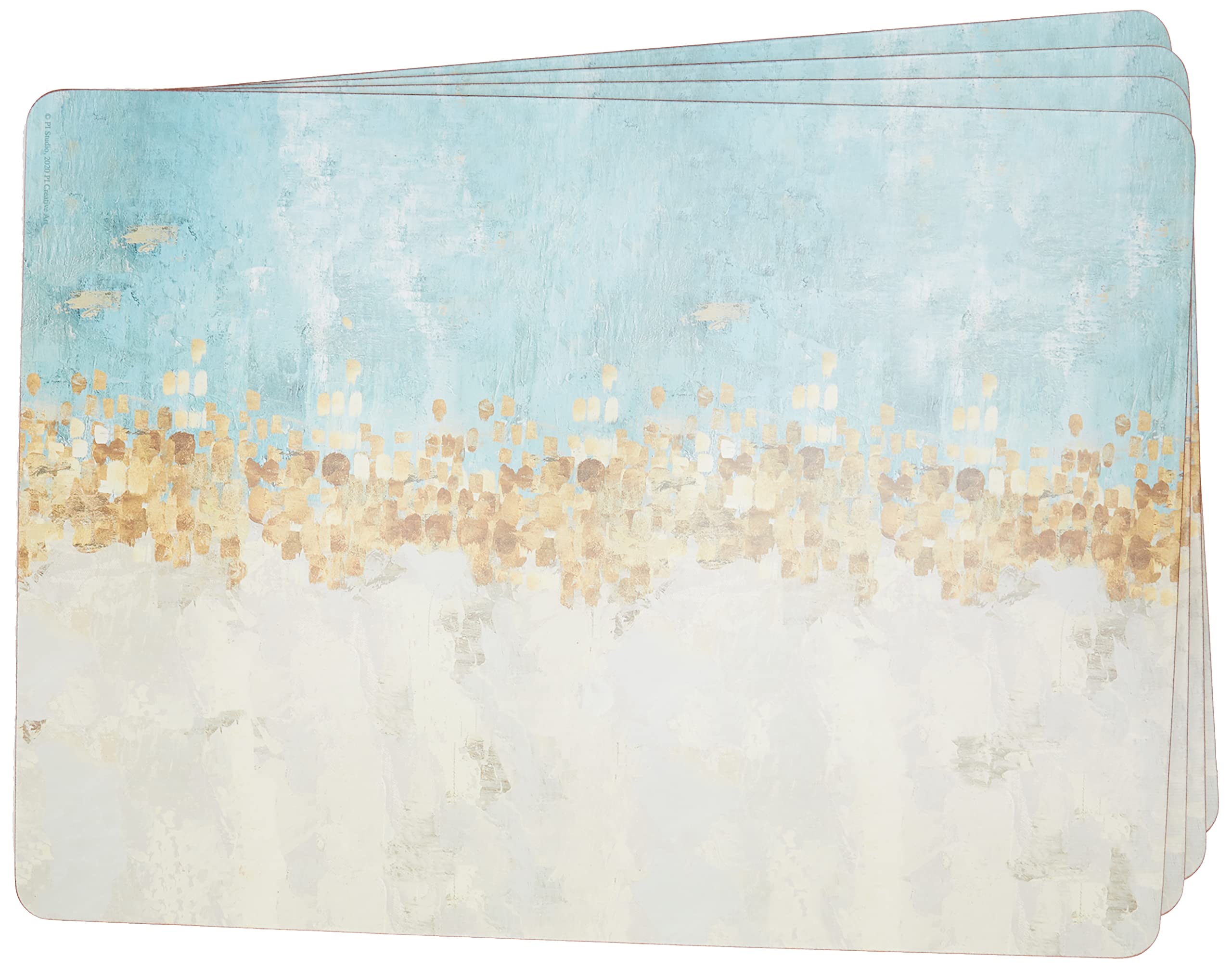 Creative Tops Golden Reflections Printed Large Cork-Backed Placemats, 40 Cm X 29 Cm - Gold (Set Of 4)