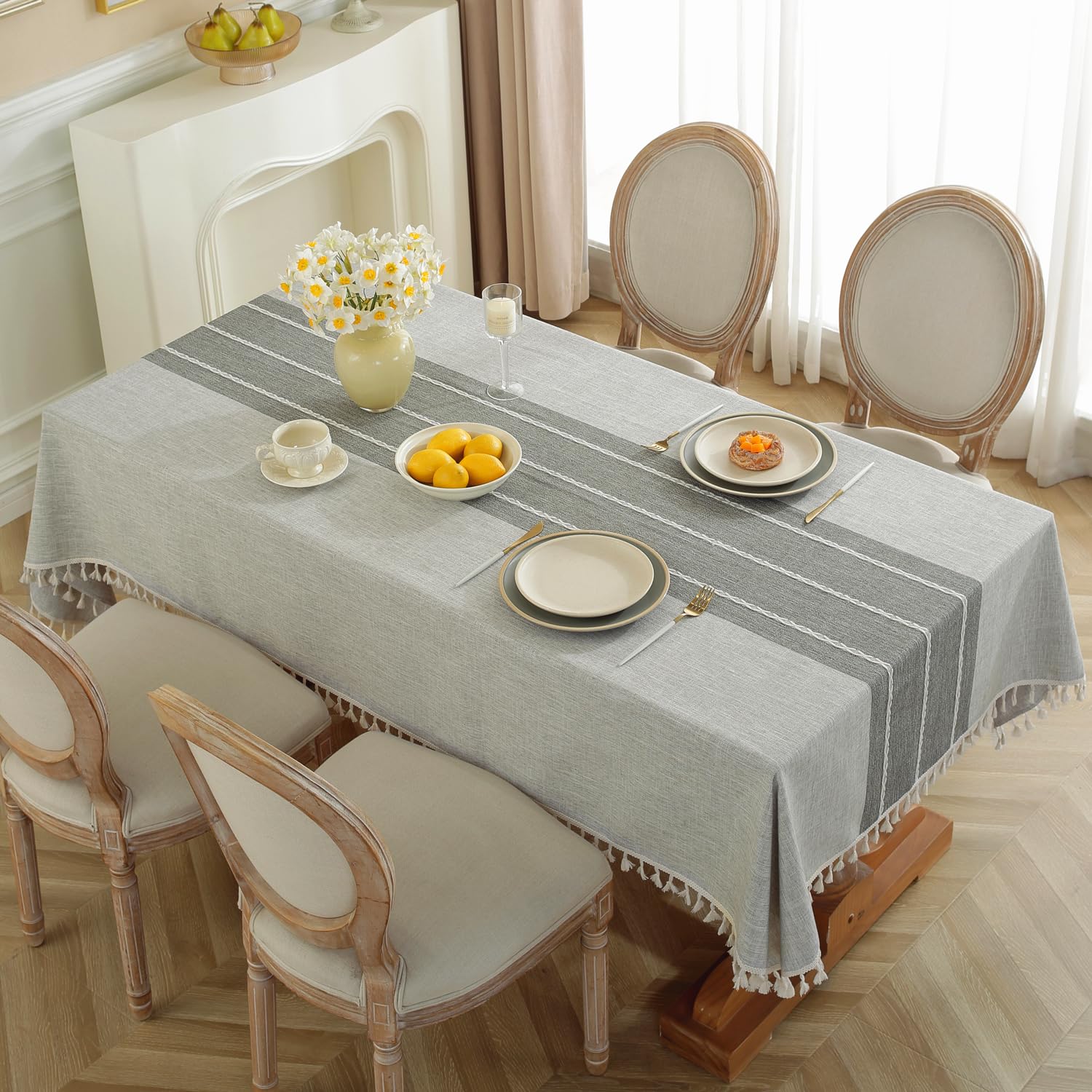 Laolitou Rustic Tablecloth Cotton Linen Waterproof Tablecloths Table Cloths For Kitchen Dining,Party,Holiday,Christmas, Buffet G
