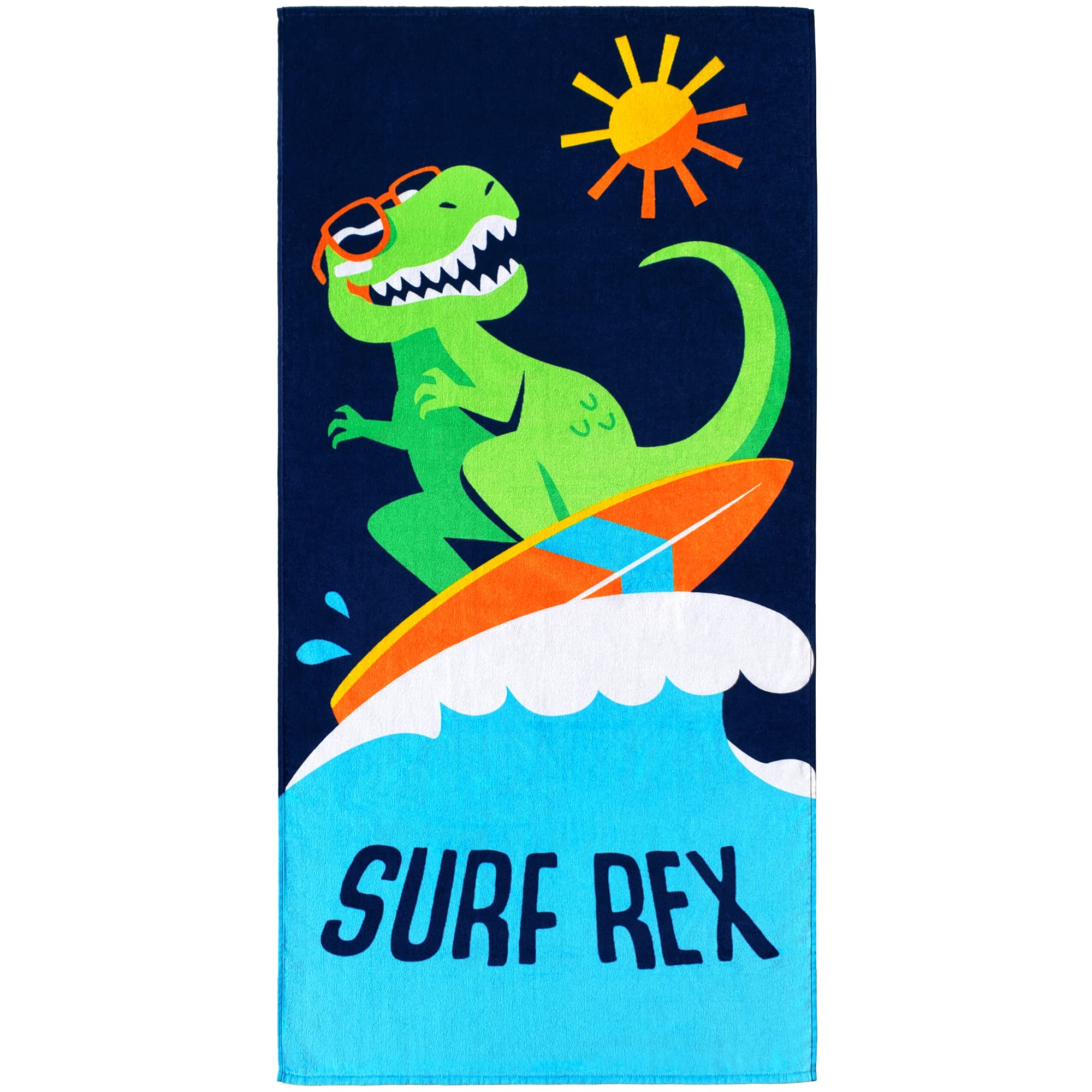 Beachland Dinosaur Beach Towel 30 X 60 In 100% Cotton (1 Towel 30'' X 60'', Surf Rex)