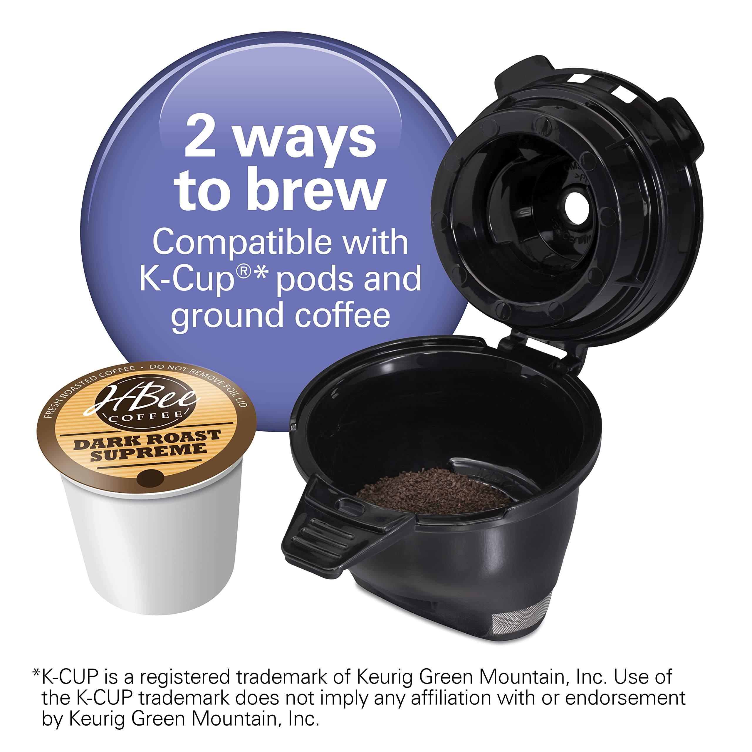 Hamilton Beach 49918 Flexbrew Single-Serve Coffee Maker Compatible With Pod Packs And Grounds, 14 Oz, Black, Stainless - Fast Br