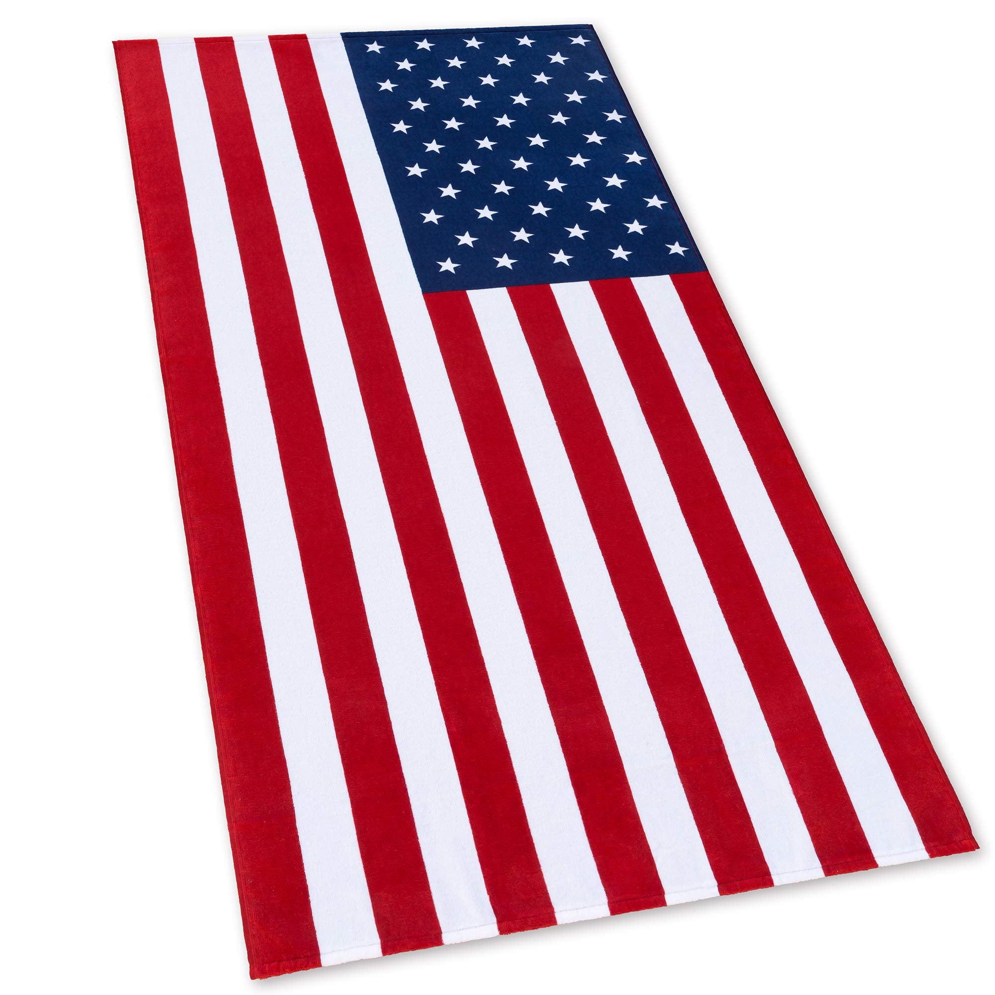 American Flag Beach Towel 30 X 60 Inch (76 X 152 Cm) Usa Patriot 100% Cotton Velour Terry