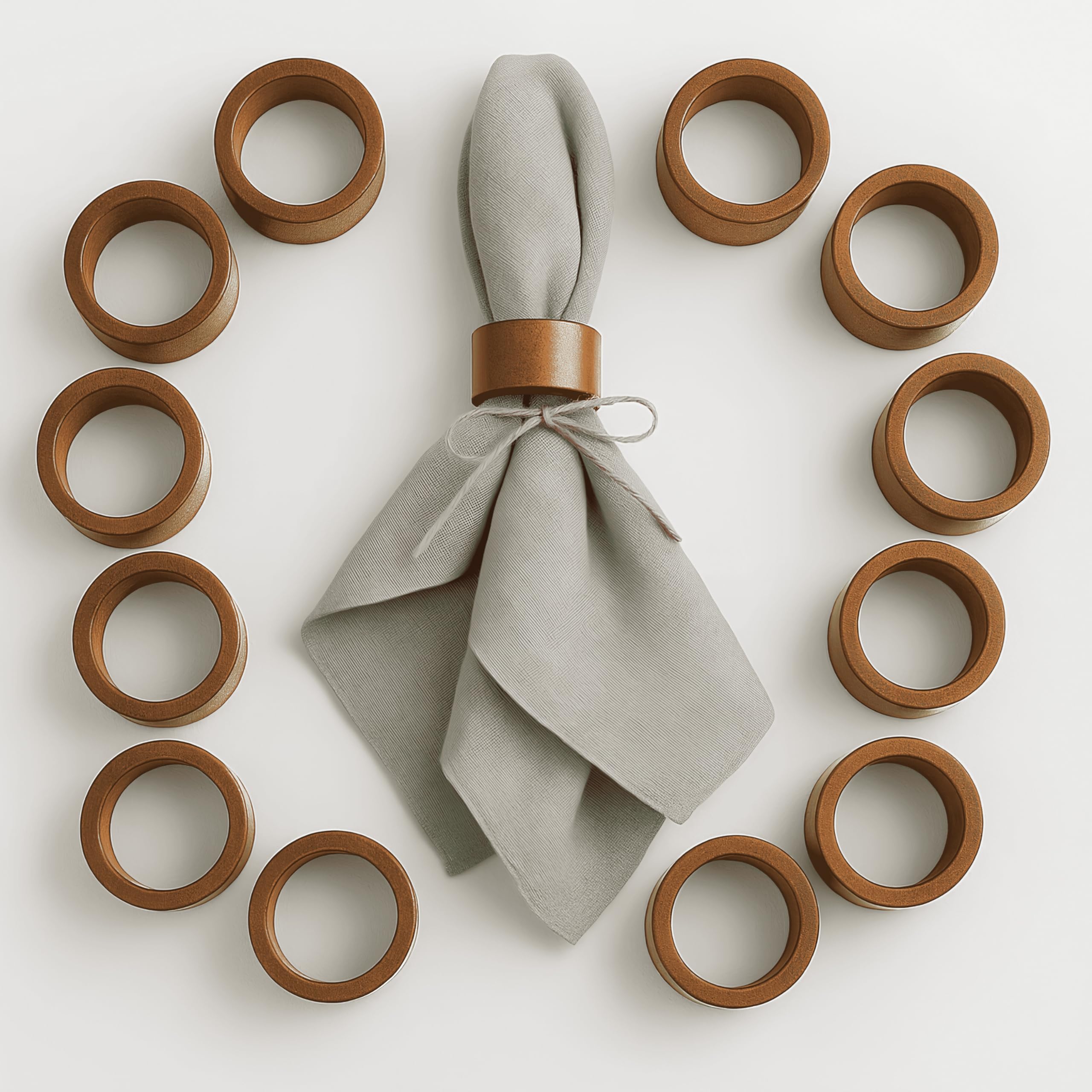 Napkin Rings Set Of 12, Wooden Napkin Rings Artisan Crafted In India, Tabletop Decor