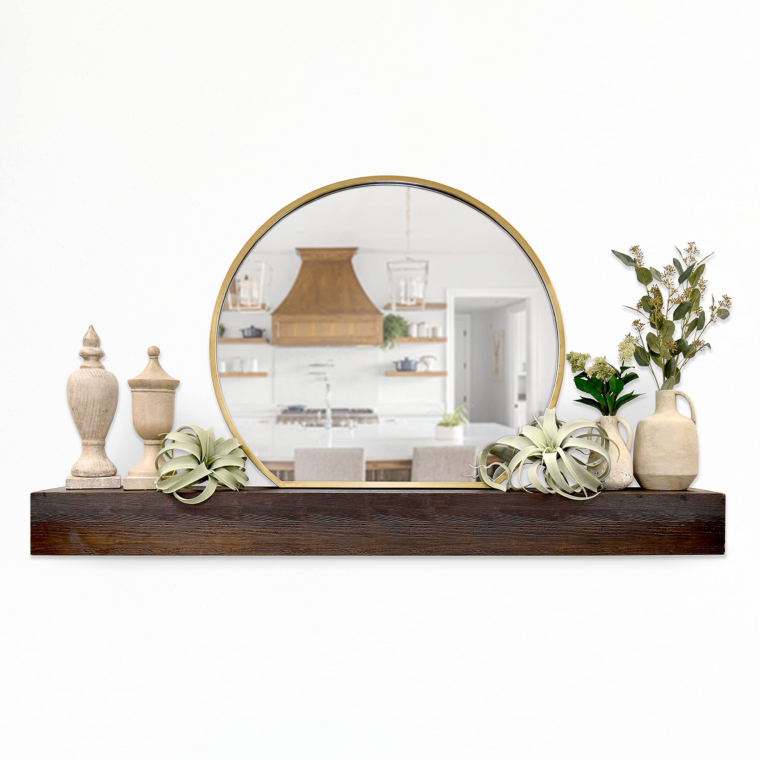 MCS 60-Inch Mantel, Master & Co Espresso Finsh Solid Wood Floating Fireplace Mantel, Long Floating Shelf for Livingroom with Woo