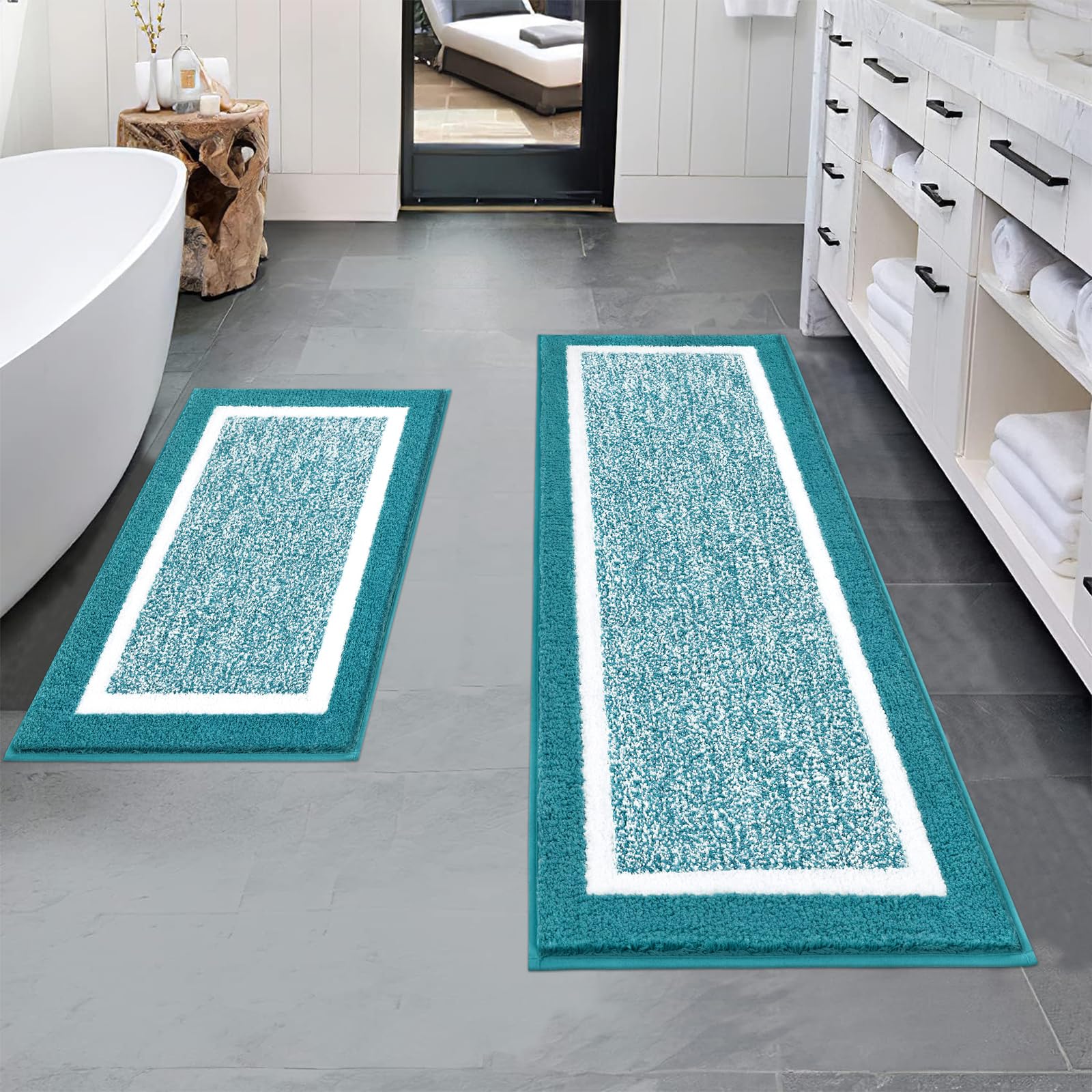Pauwer Halloween Bathroom Rugs Sets 3 Piece, Fall Microfiber Bath Mats for Bathroom with U-Shaped Contour Toilet Rug, Spooky Sof