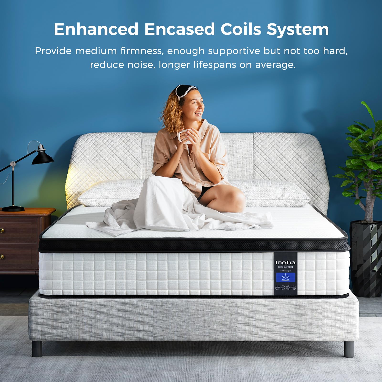 Inofia Twin XL Mattress  10 Inch Hybrid Innerspring Single Mattress in a Box  Cool Bed with Breathable Soft Knitted Fabric Cover