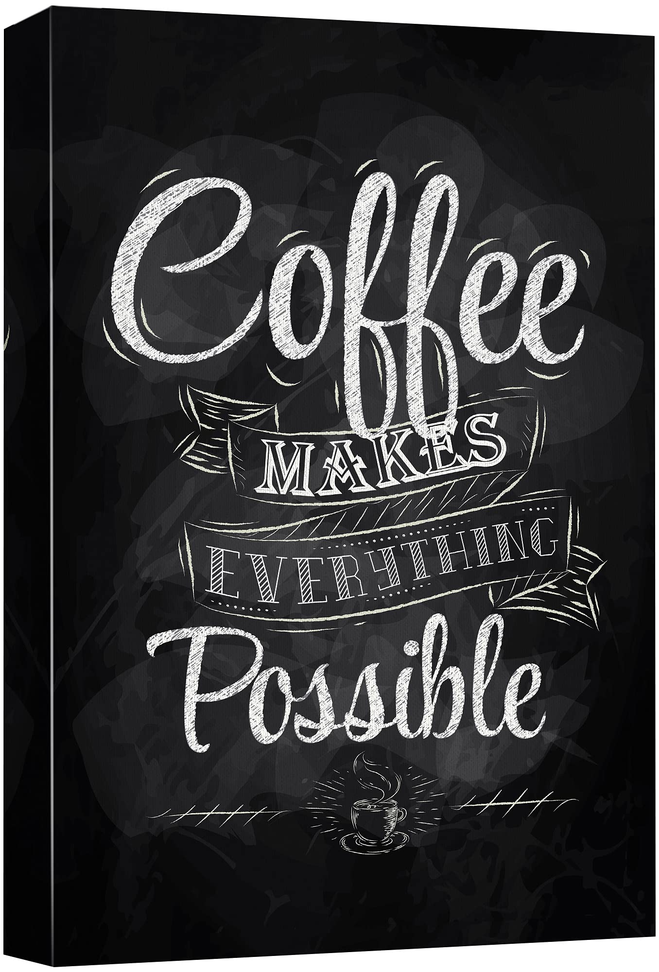 Wall26 Canvas Wall Art - Coffee Makes Everything Possible - Giclee Print Gallery Wrap Modern Home Art Ready To Hang - 16X24 Inch