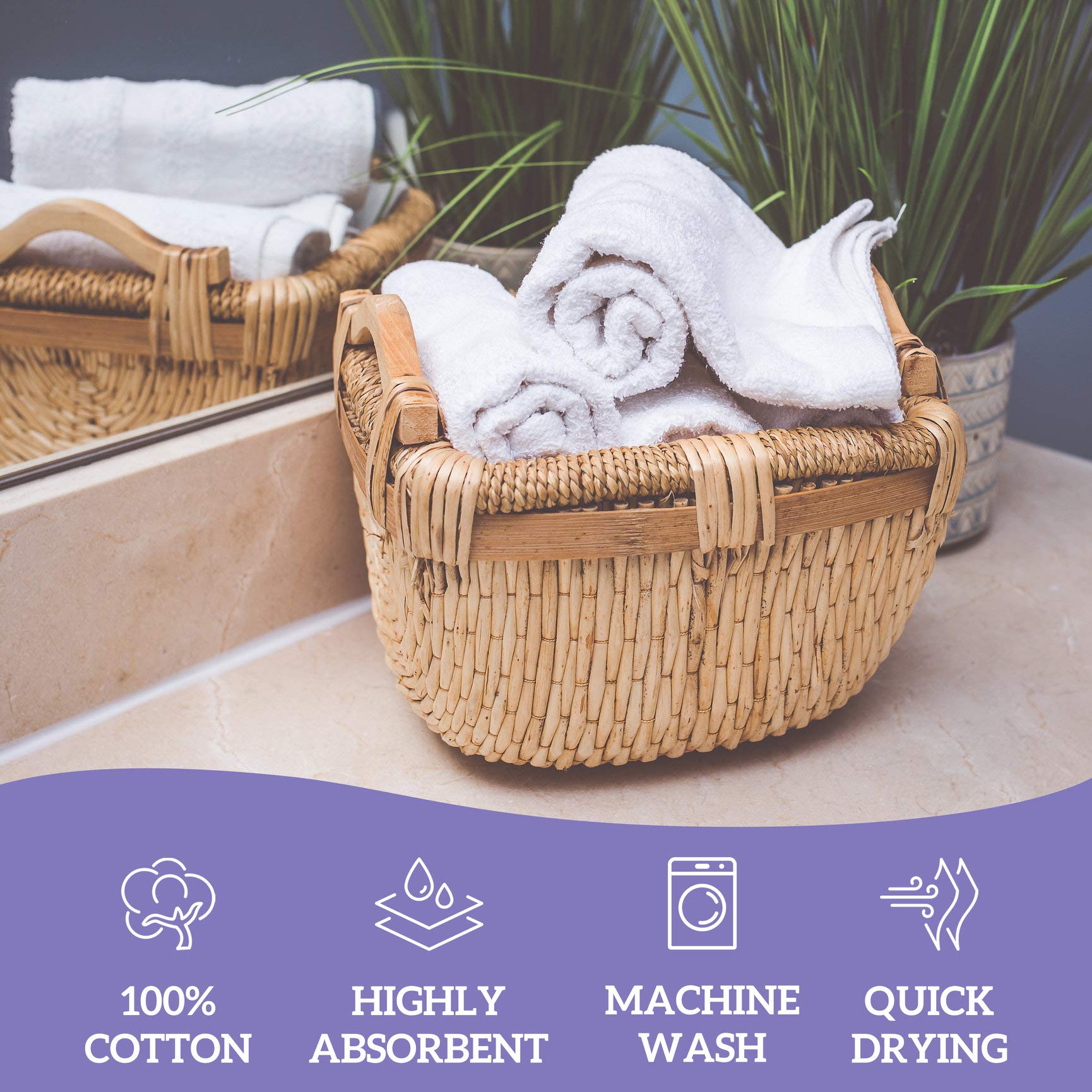 Green Lifestyle Dobby Border Towel 16X30 100% Ring Spun Cotton Soft And Plush Crisp Highly Absorbent White Hand Towel Ideal For
