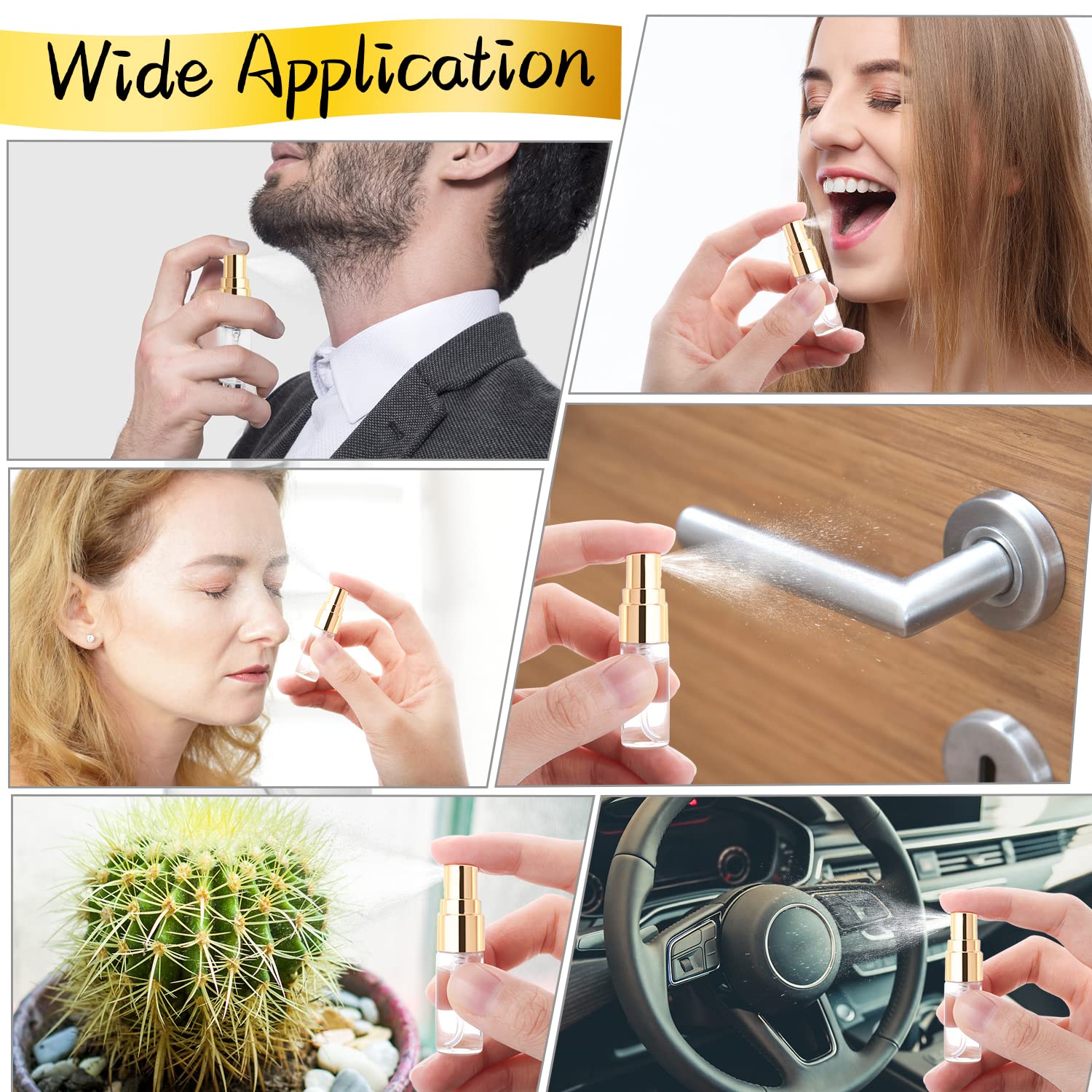 Cositina 30 Pack 3Ml Fine Mist Atomizer Glass Bottle Mini Clear Spray Vials Empty Refillable Perfume Bottles With Gold Lids For