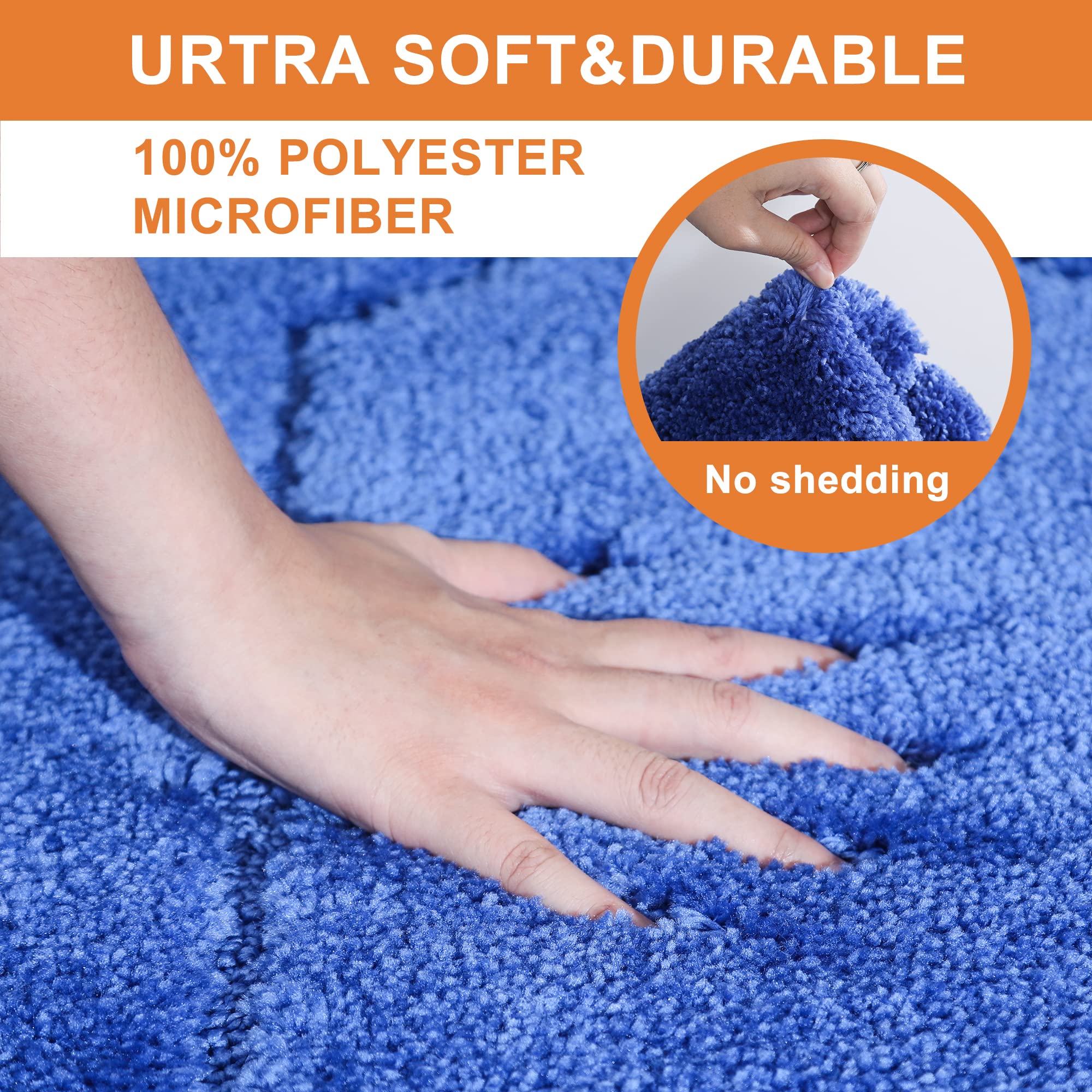 BEQHAUSE-Bathroom-Rugs-Non-Slip-Soft-Bath Mats for Bathroom Floor Absorbent Shower Mat Machine Washable Quick Dry Bath Mat for Shower  and Tub 24''x48'' Navy Blue