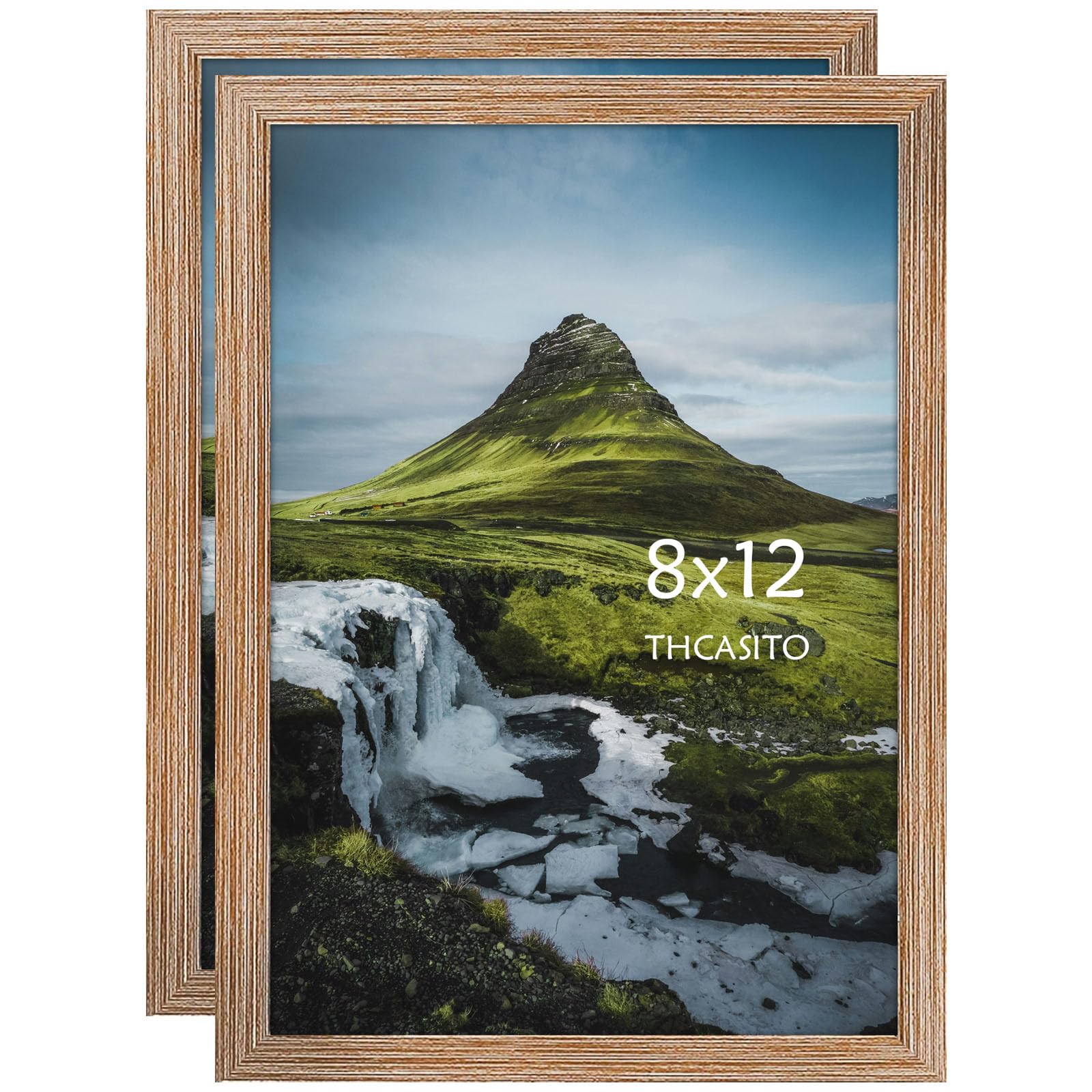 THCASITO Picture Frames 8x12 Rustic Brown Photo Frames without Mat for Wall and Tabletop Decor, Set of 2